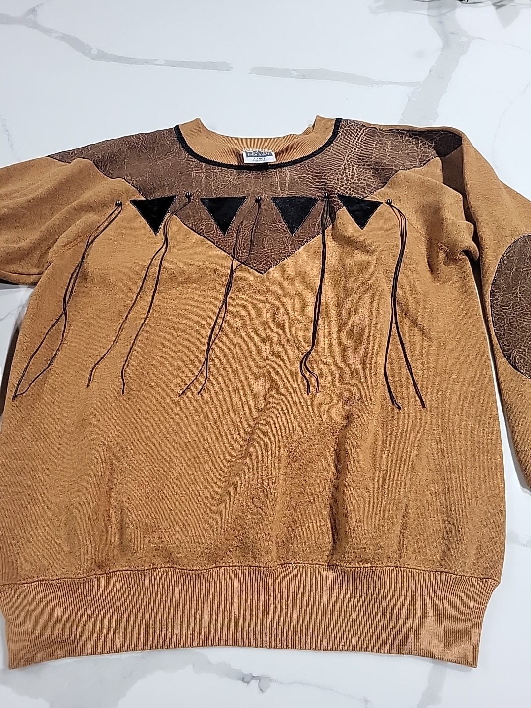 Vintage 90s Hanes Her Way Western Beaded Sweater Size W Large Made In USA