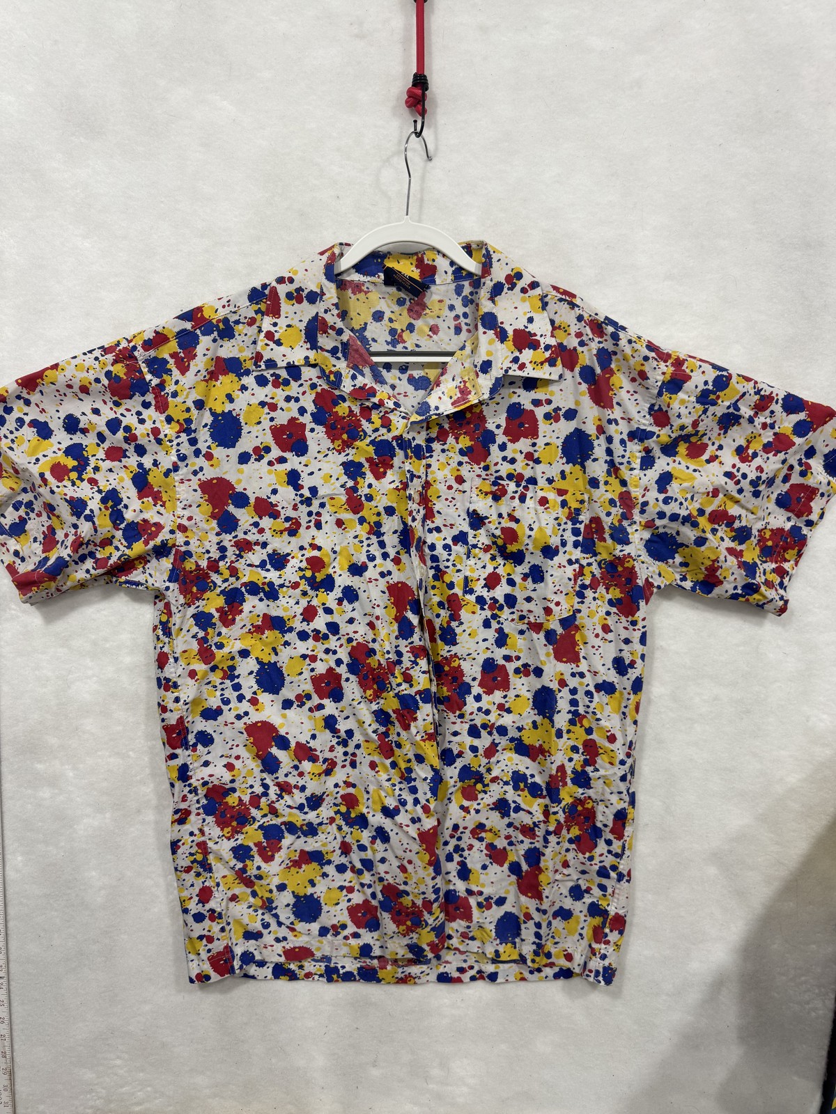Vintage 90s COOL JEANS Splatter Paint Button Up Shirt 2XL Retro Artsy Cotton