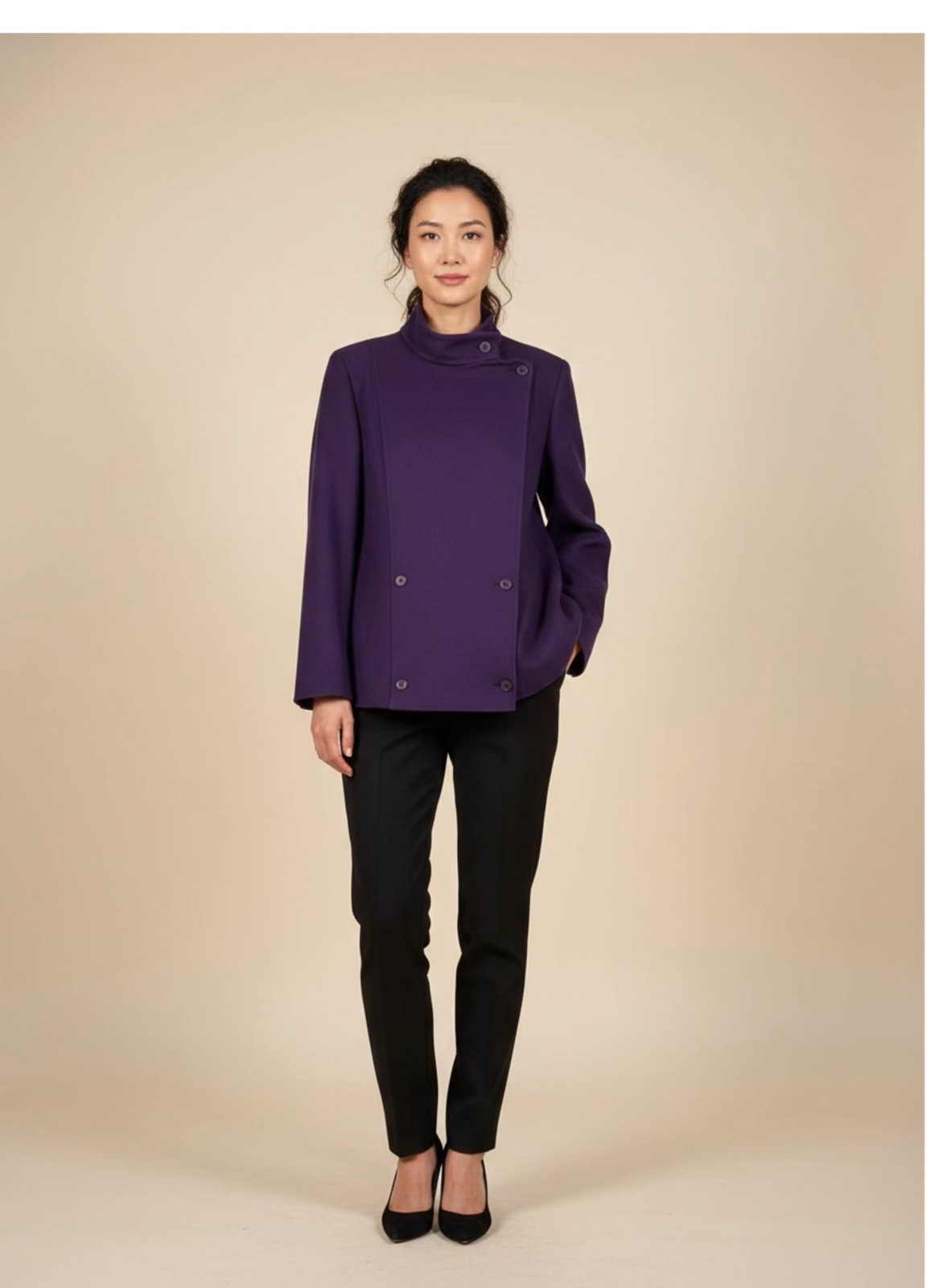 Ferragamo Woman Virgin Wool Blazer – Purple -size 12 Italy Vintage