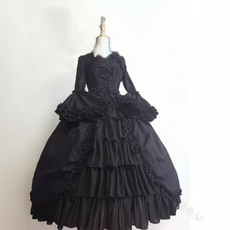 Vintage Victorian Evening Dresses Black Masquerade Prom Dress Gothic Party Gowns