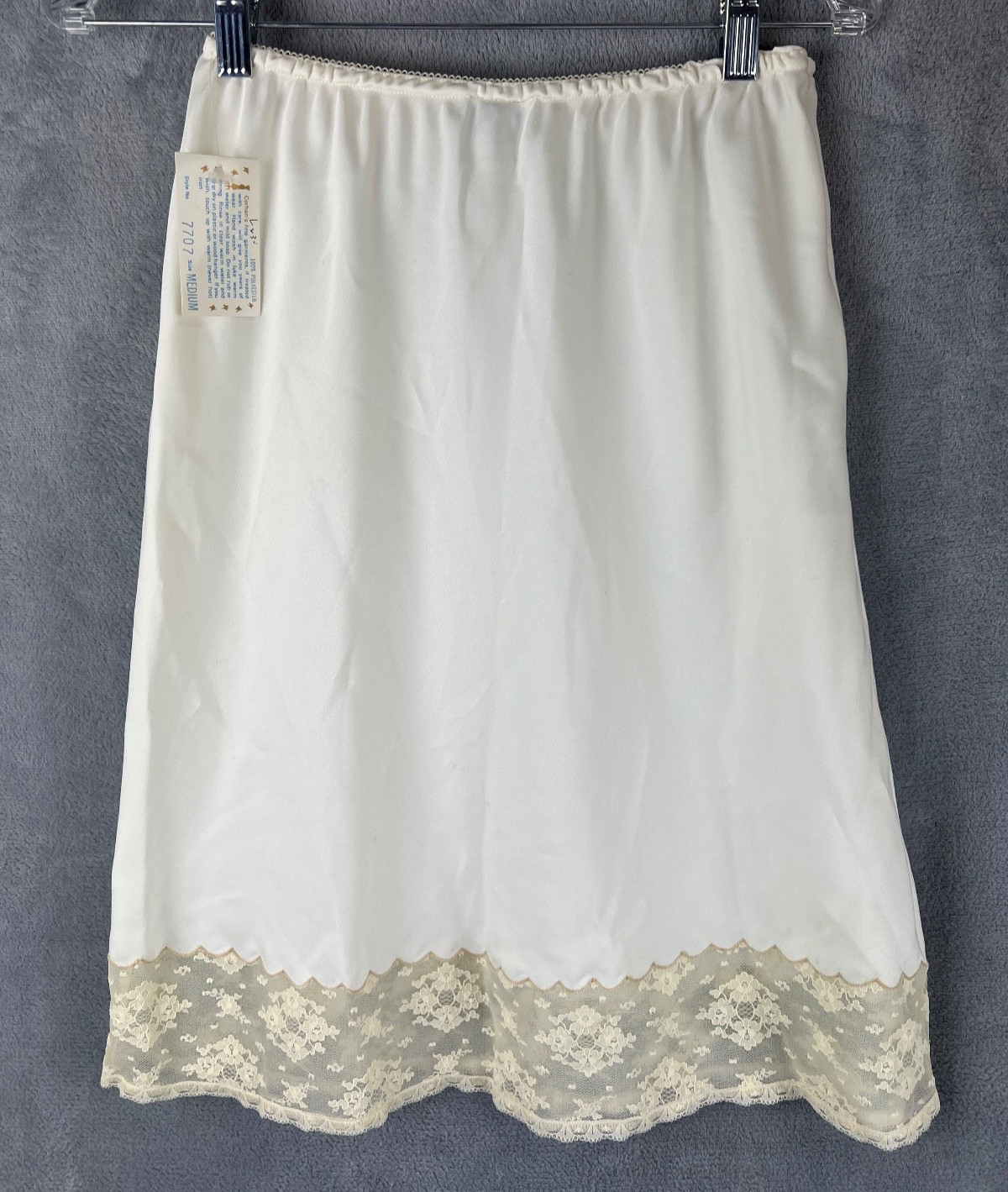 Vintage Corhan Half Slip Womens Medium Ivory 7707 Polyester Lace 22″ NEW