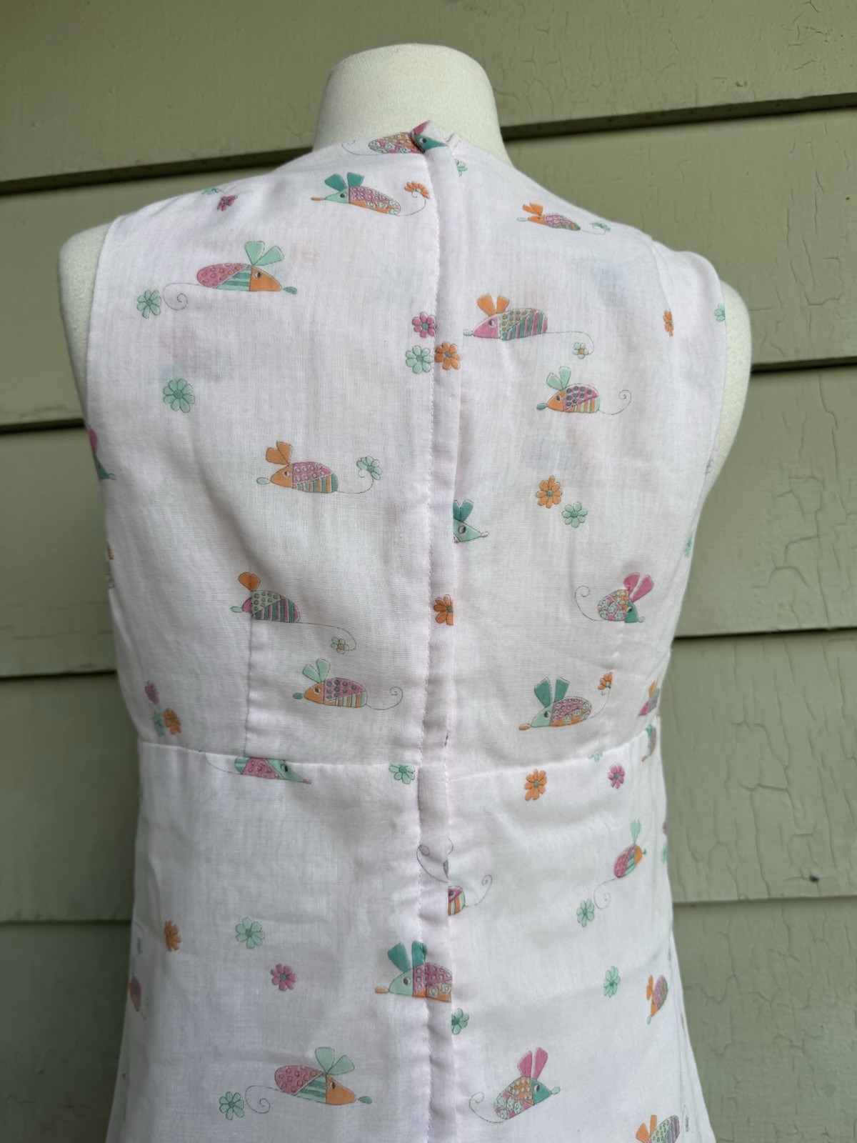 Vtg 70’s Terri Petites Mini Dress Pink Pastel Mouse Flower Print Junior 13 Wmn S