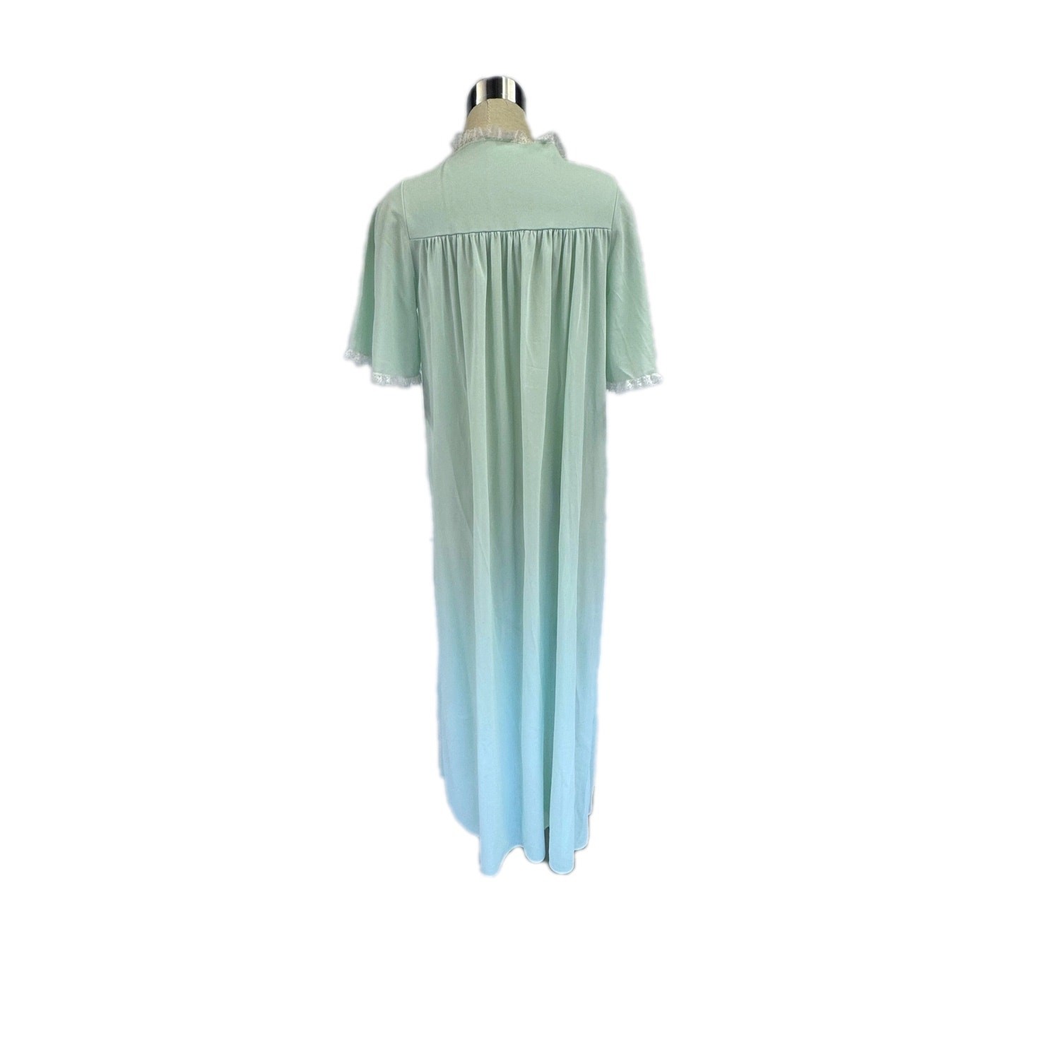 Dutchmaid Vintage 1960s Mint Green Lace Yoke Nylon Robe Size 15