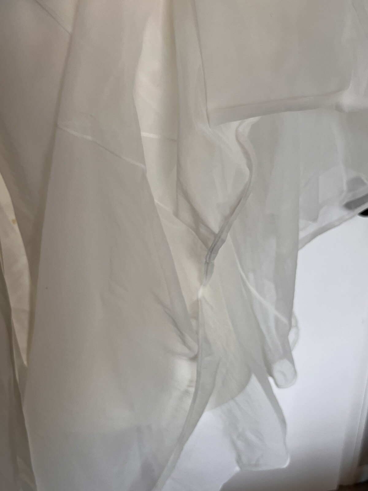 Vintage Seamprufe Ivory Nylon Double Layer Robe Two Button Front Back Bow
