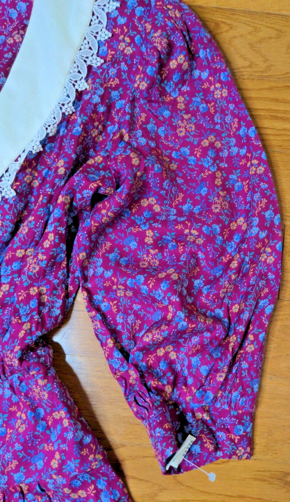 NOS Y2K JSJ Size 10 Secretary Cottagecore Prairie Ditsy Maroon Floral Midi Dress