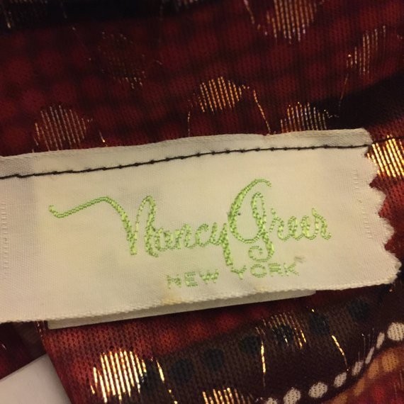 Vintage Nancy Greer New York Metallic Print Party Dress l Stripe Hostess Dress 