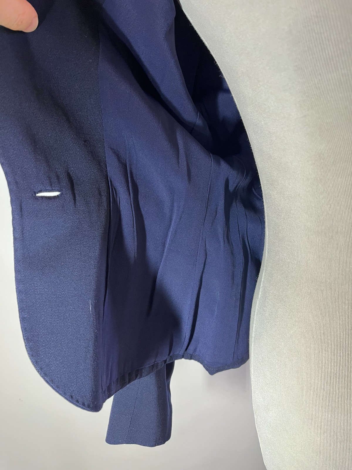 Vintage 1960s Fitted Navy Blue Blazer Jacket Shoulder Pads