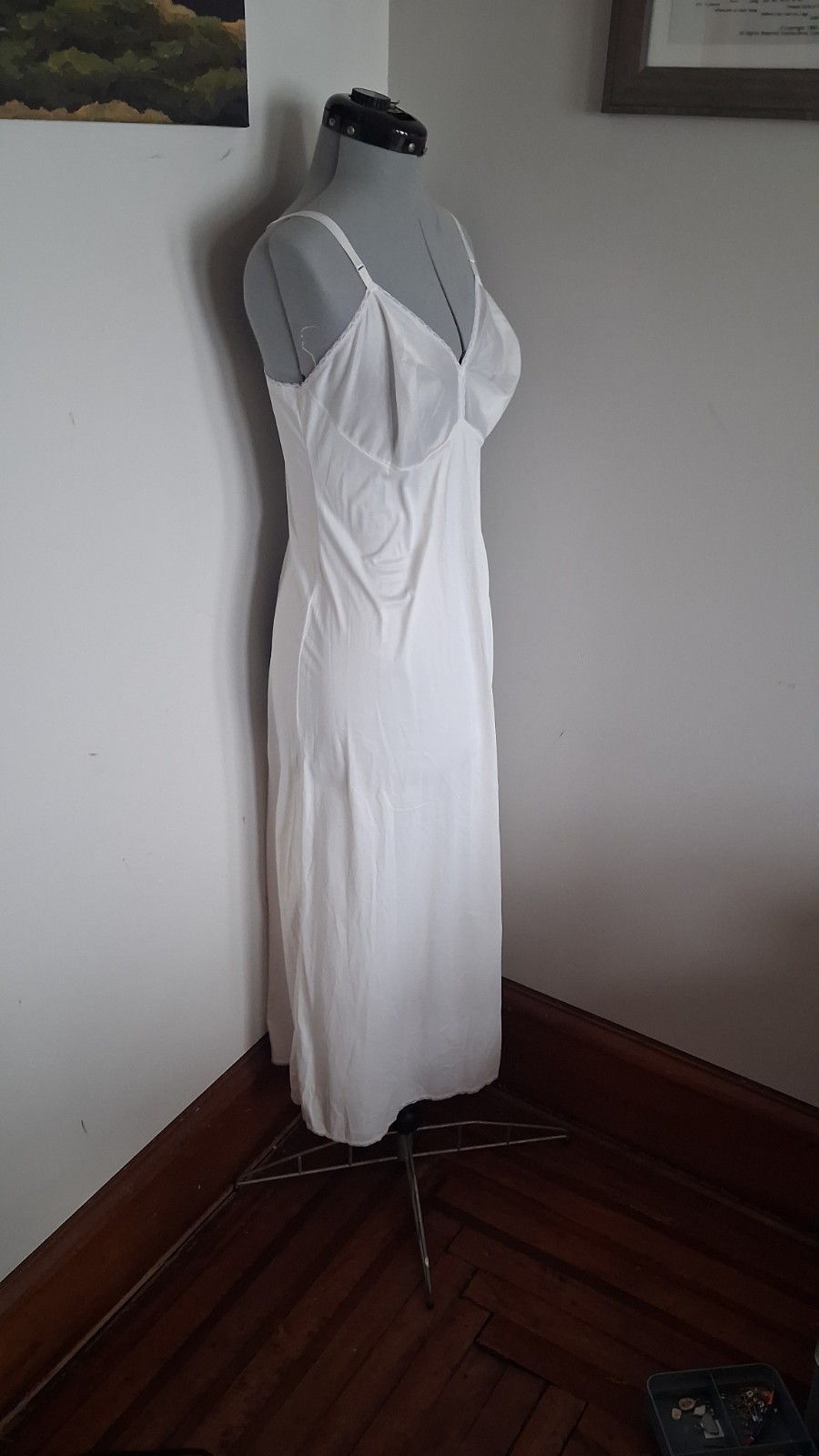 Vintage 1950s White Slip, Vintage Long White Maxi lace Gaymode JC Penney