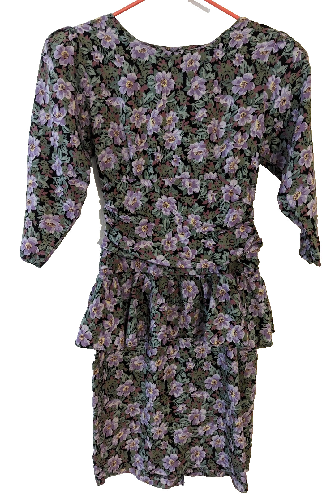 Vintage 1980 90s Floral Cottagecore Betsy’s Things Dress Size 11/12 Purple Green