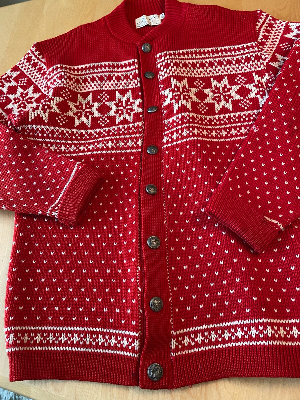 VINTAGE JERSILD CARDIGAN WOMENS SZ M 100% VIRGIN WOOL USA WI MADE NORDIC STAR