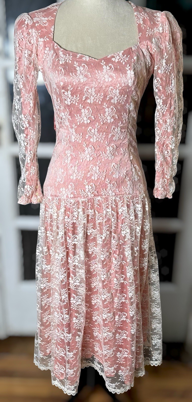 Gunne Sax Jessica McClintock Vtg 80’sDress Lace & Satin Romantic Victorian Party