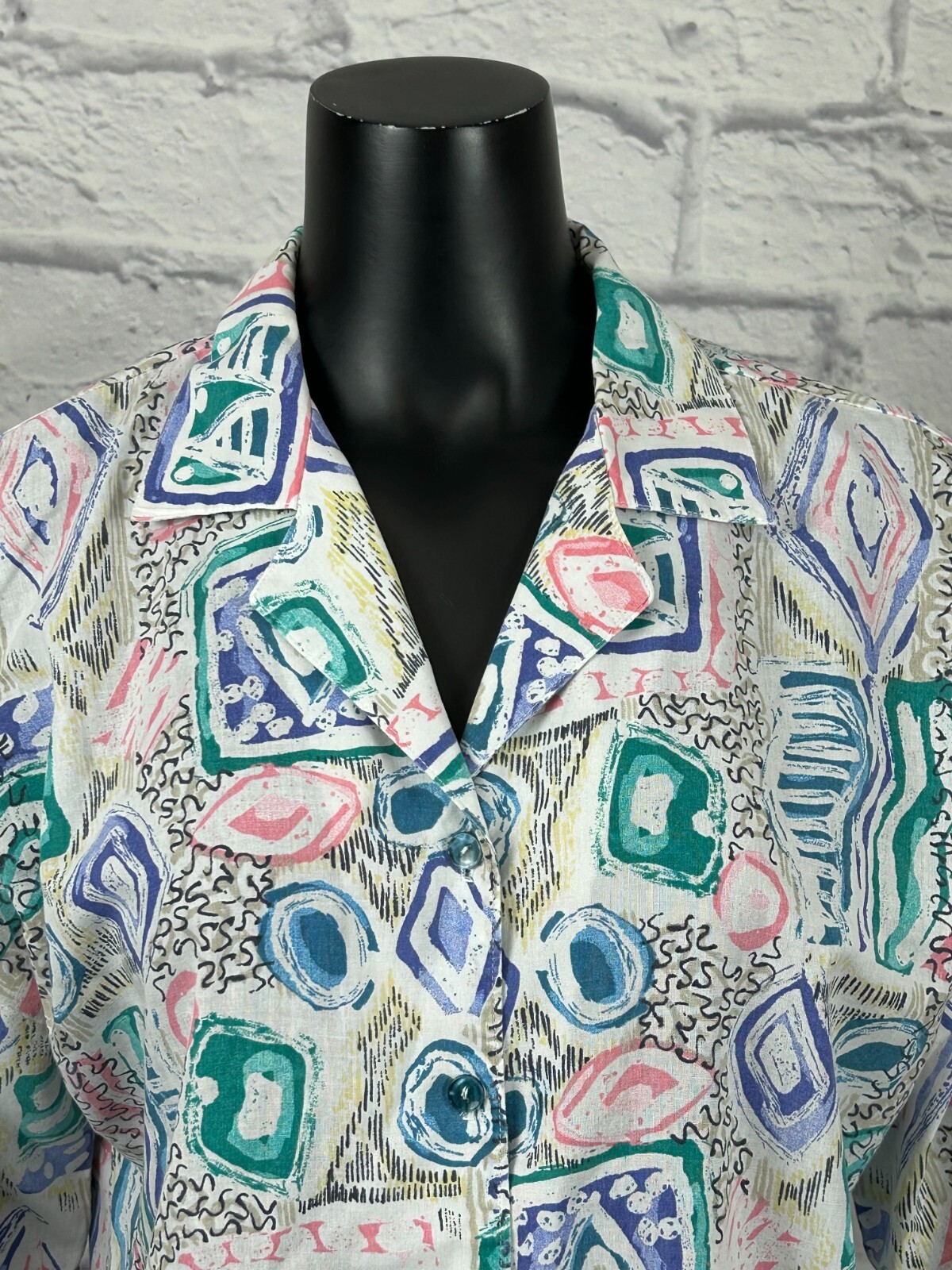Cabrais Button Front Shirt Blouse Short Sleeve Collared Women’s Vintage 80’s