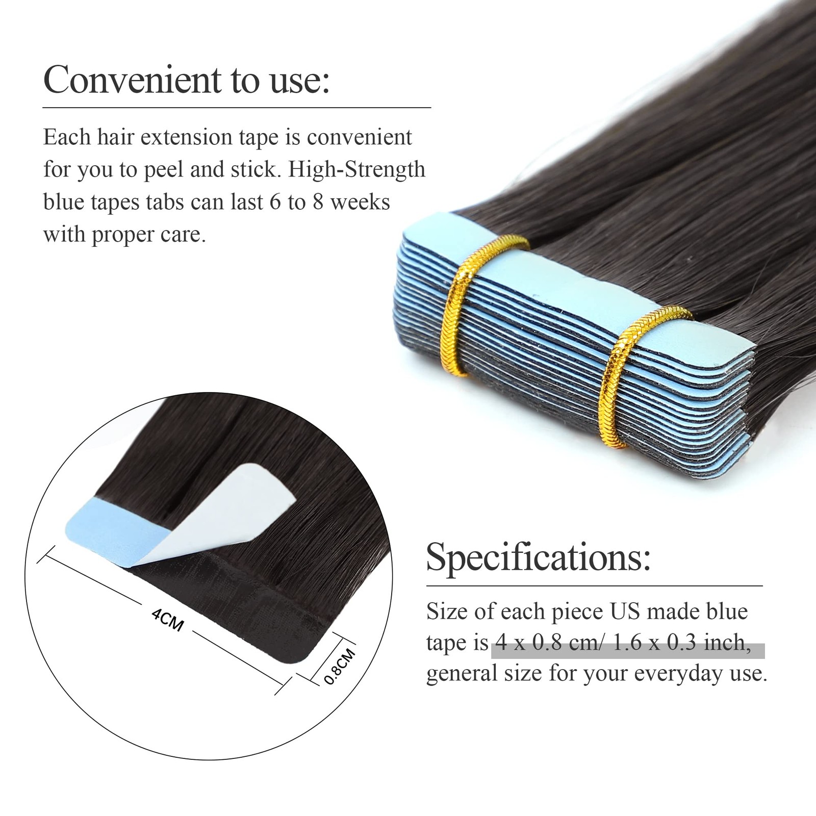 JESSBO Remy Tape In Human Hair Extensions Straight Natural Black