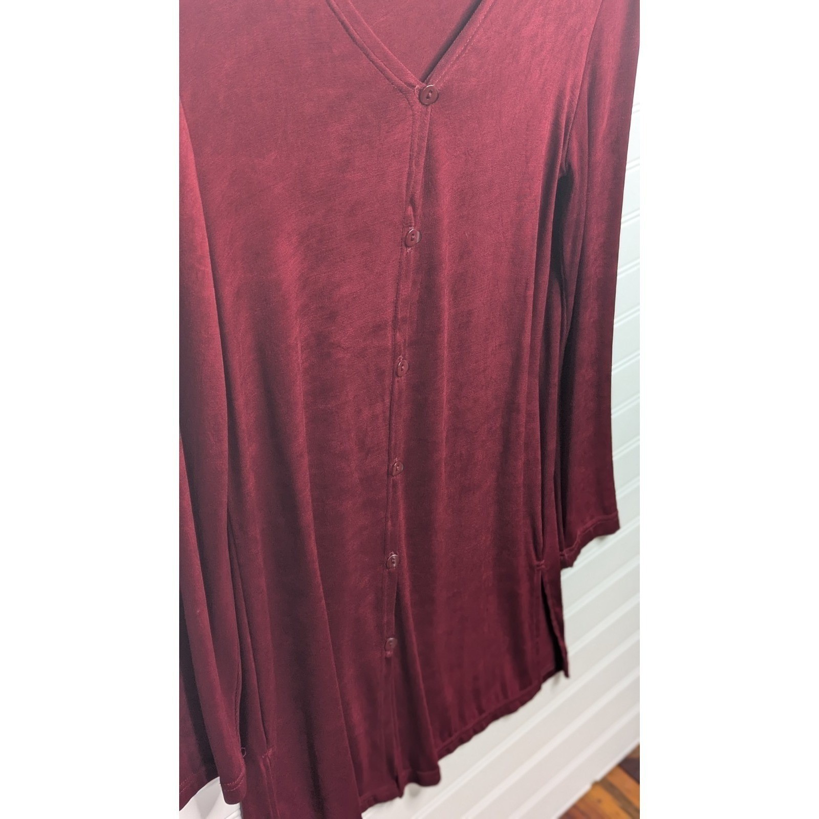 Anthony Mark Hankins Womens Dress Small Maroon Slinky Semi Sheer Sexy Vintage 90