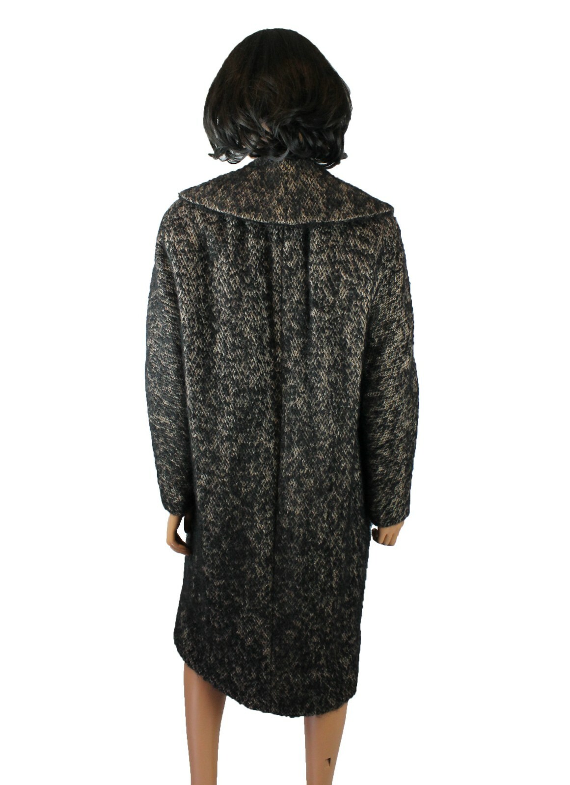 Winter Coat Sz L Vintage 50s Black Brown Shaggy Mohair Wool Jacket Frank Gallant