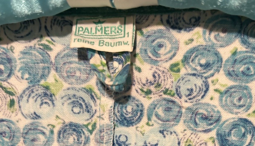 Vintage 50s Palmers Reine Austria Cotton Day Dress S Turquoise Floral True Wrap