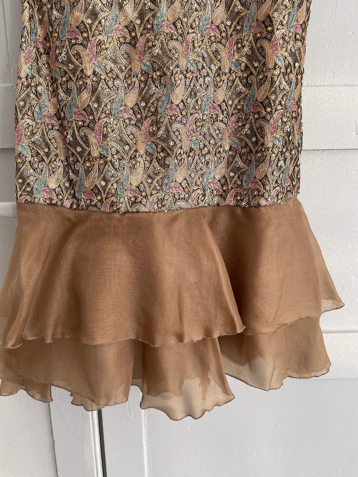 Vintage embellished dress, Antique metallic brocade ceremonial garment