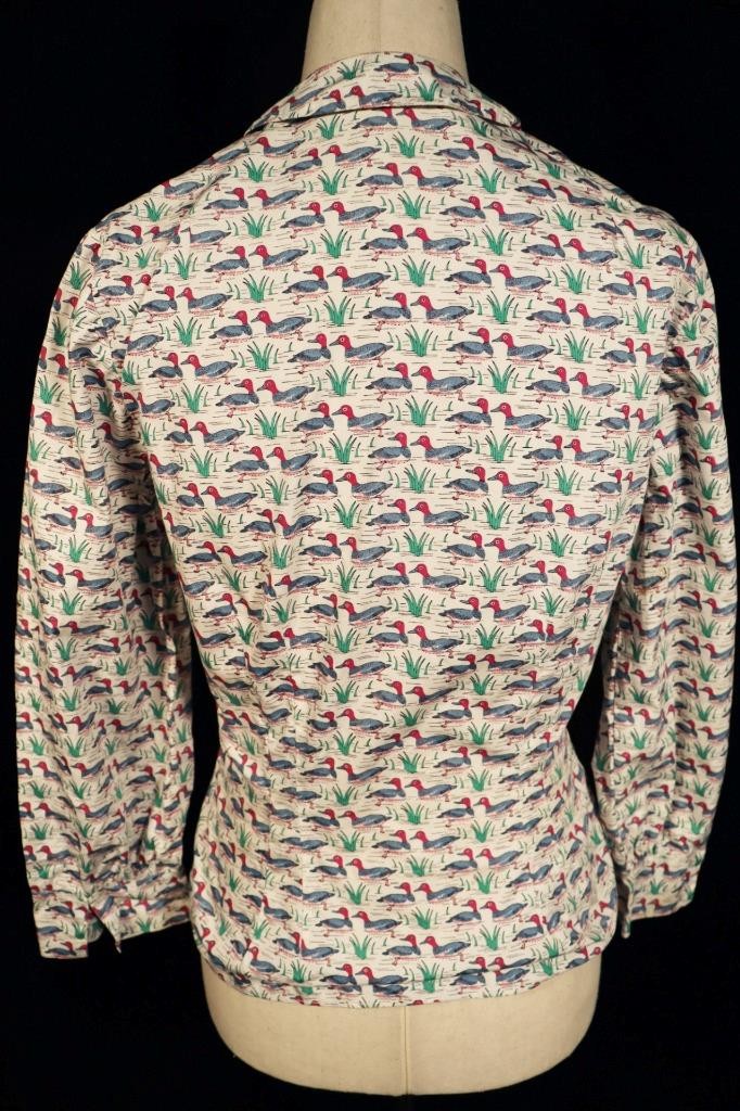 Vintage 1950’s Mc Mullen Duck Print Cotton Blouse Size Medium Exc Condition