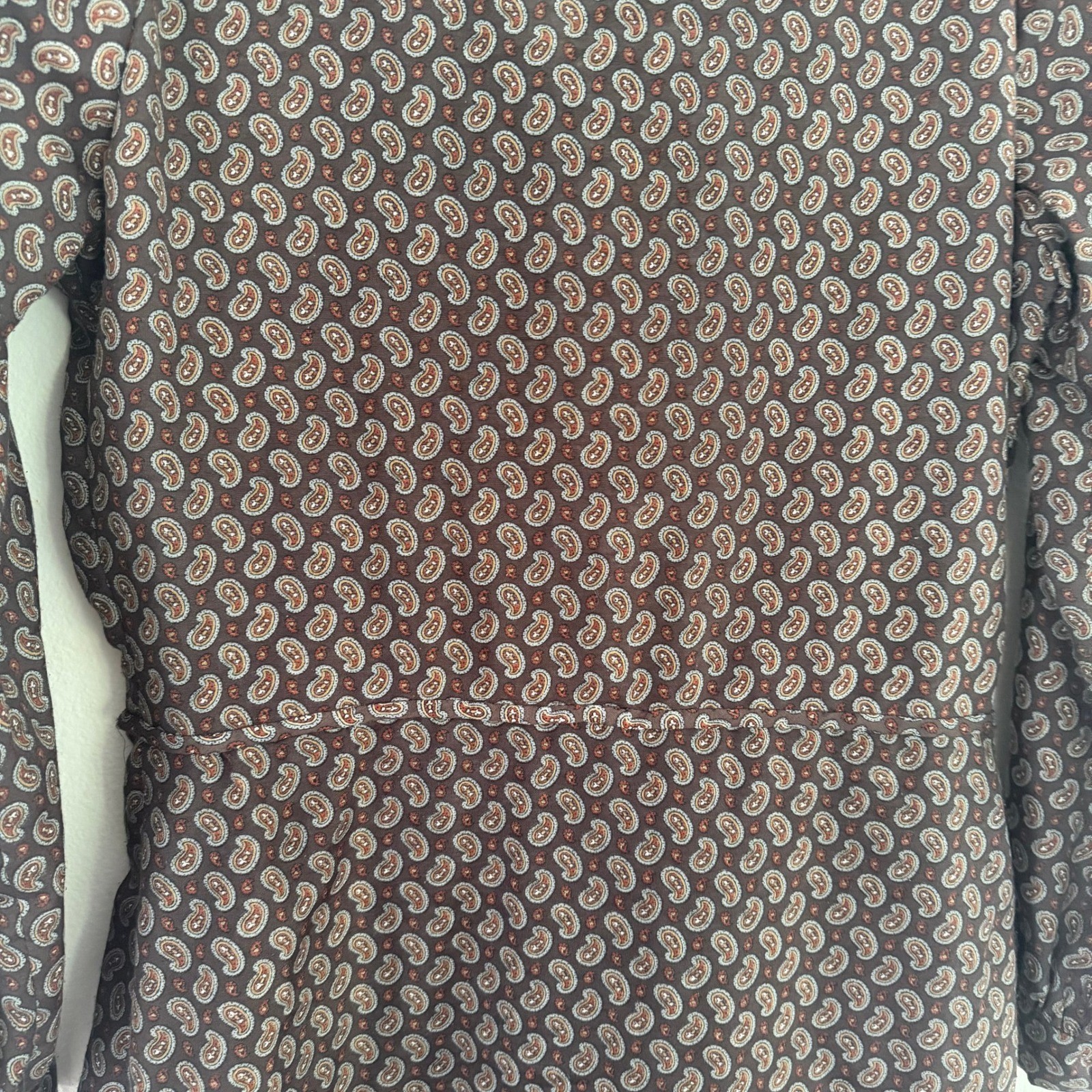 Vintage Fred Rothschild California Brown Paisley Button Front Shirtwaist Dress