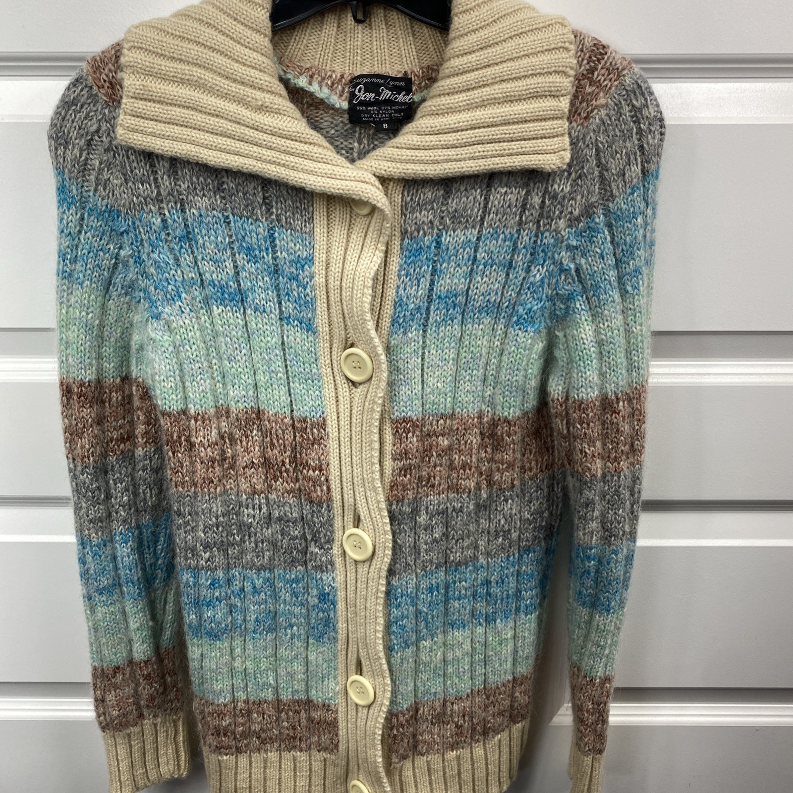 Vintage Wool Blend Cardigan Sweater Suzanne Lynn For Jon Michael 8 Med Cottage