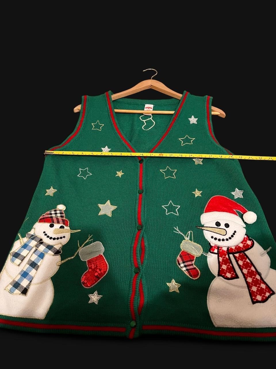 Christmas Sweater Vest Womens XL Holiday Time Snowman