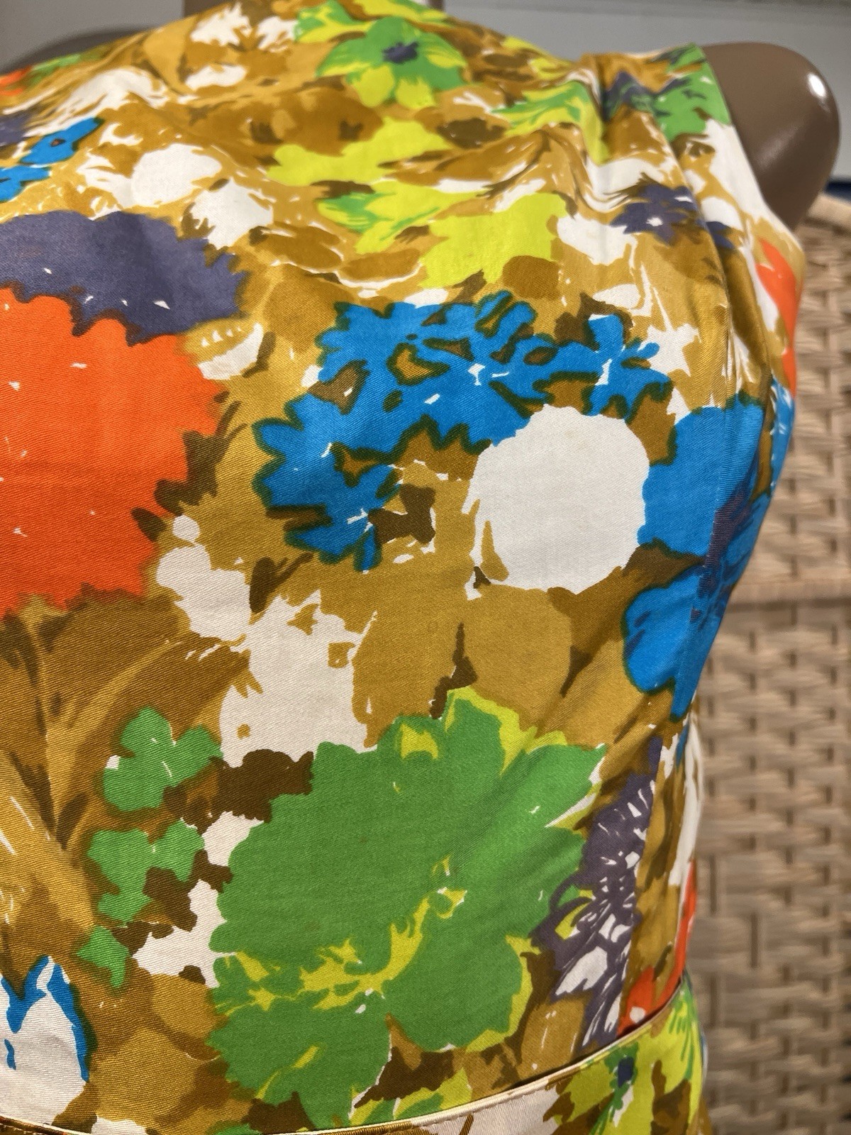 VTG 50s 60s Jay Herbert Bold Vibrant Floral Flower Power Full Circle Dress XS S