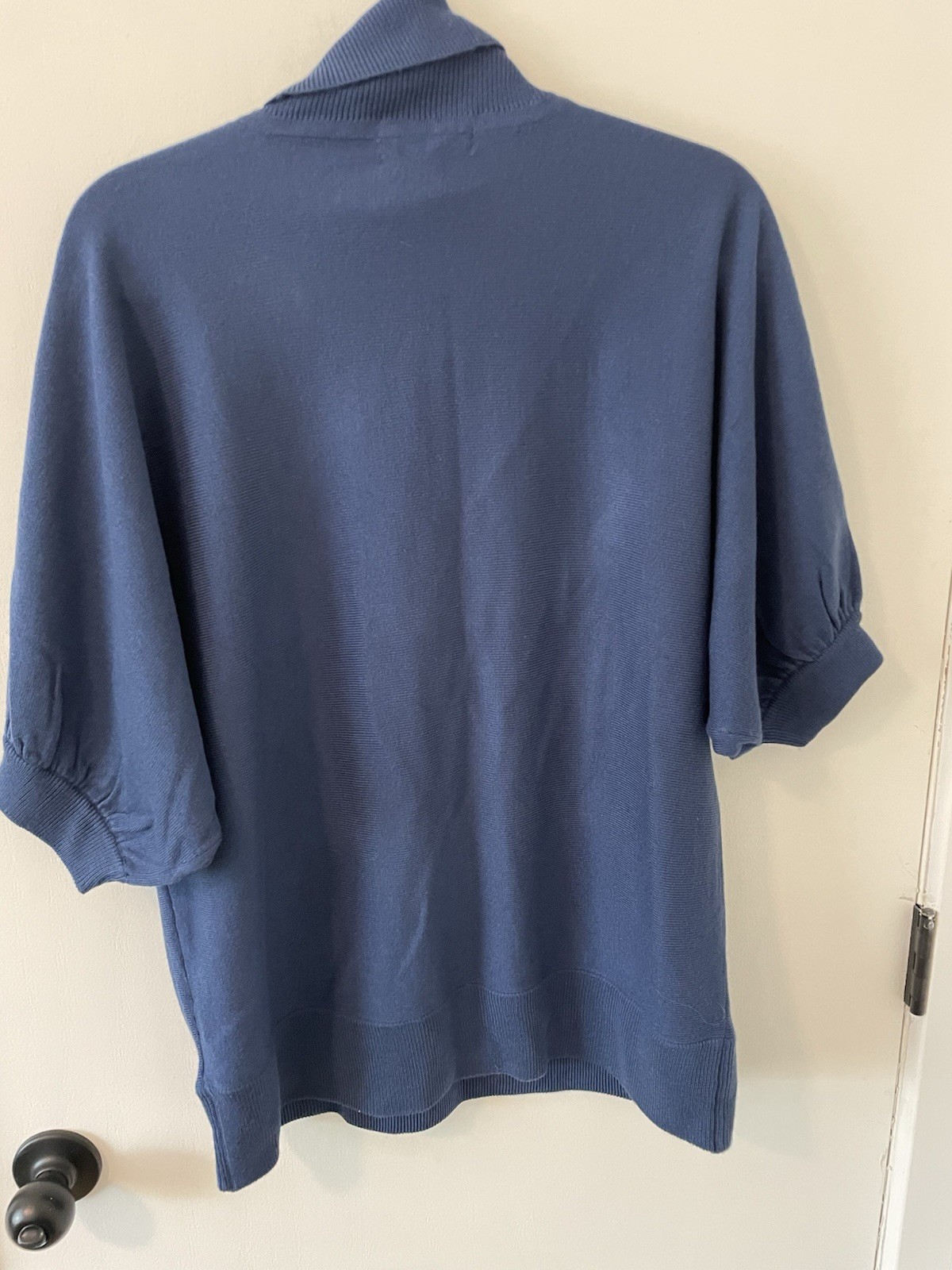 Designers Originals Vintage Blue Turtleneck Sweater Floral Intarsia Knit Large20