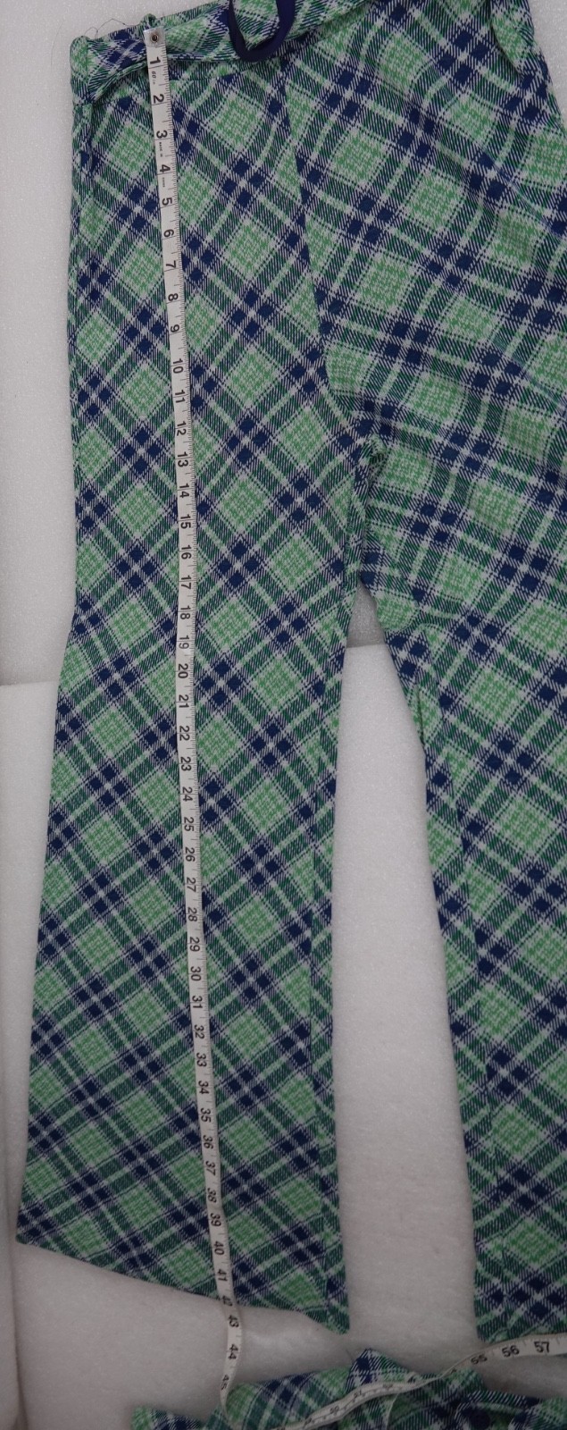 WOMANS VINTAGE 3 PIECE COS COB GREEN & BLUE PLAID ACRYLIC USA SIZE 11/12