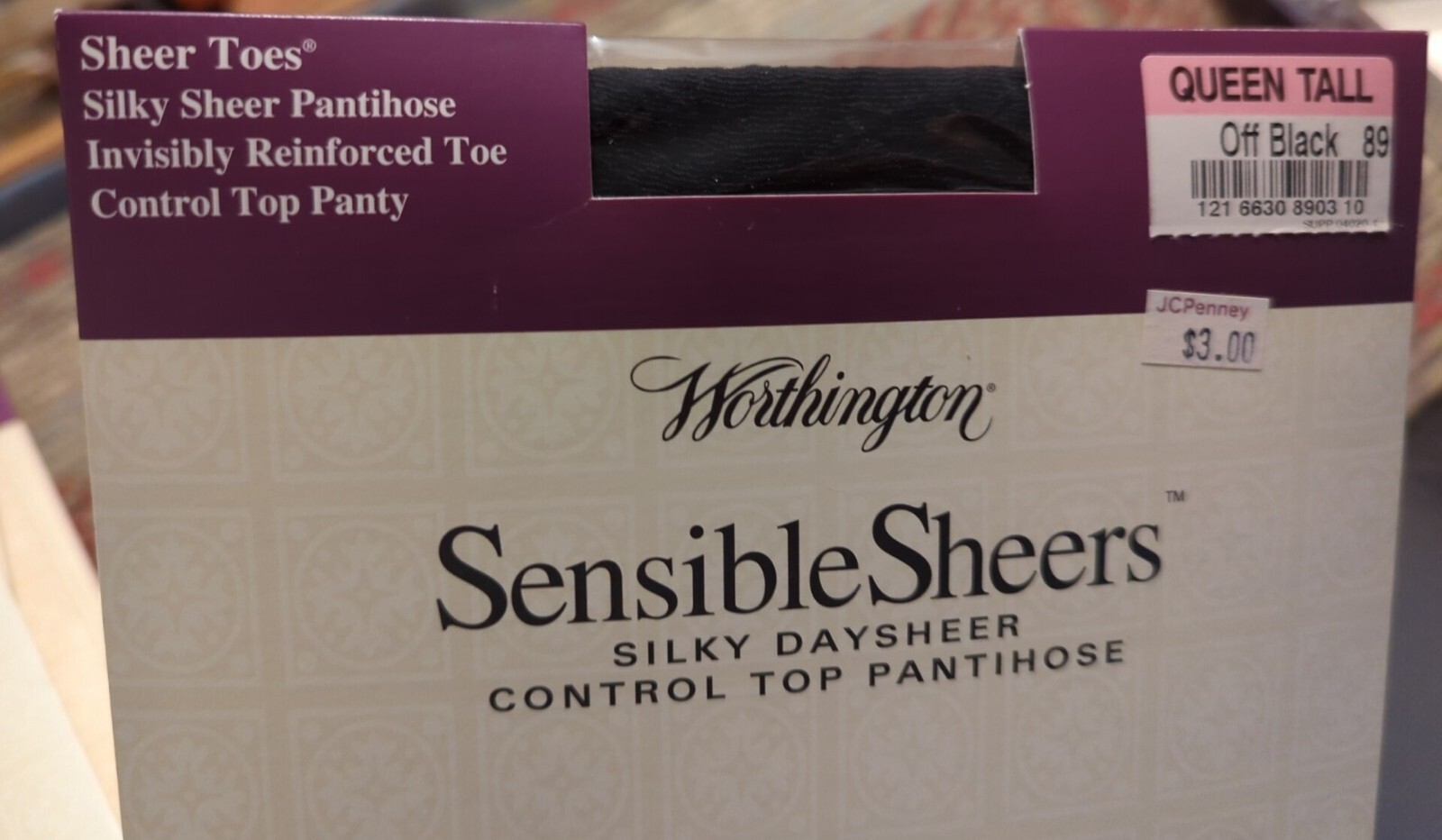 New Worthington Sensible Sheers Invisibly Toe Control Top Queen Tall Off Black
