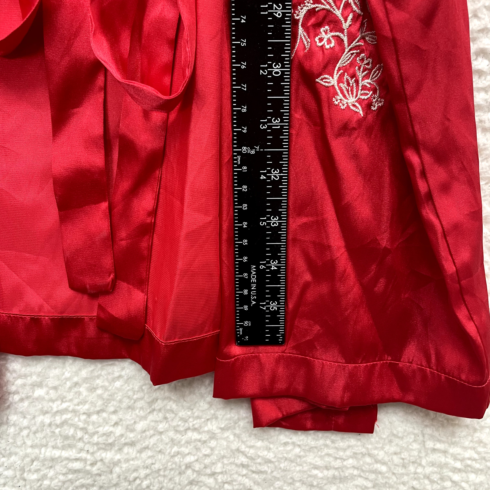 Y2K Vintage Robe Kimono XL 16 18 Red Satin Lace Embroidered Floral Luxe Sexy