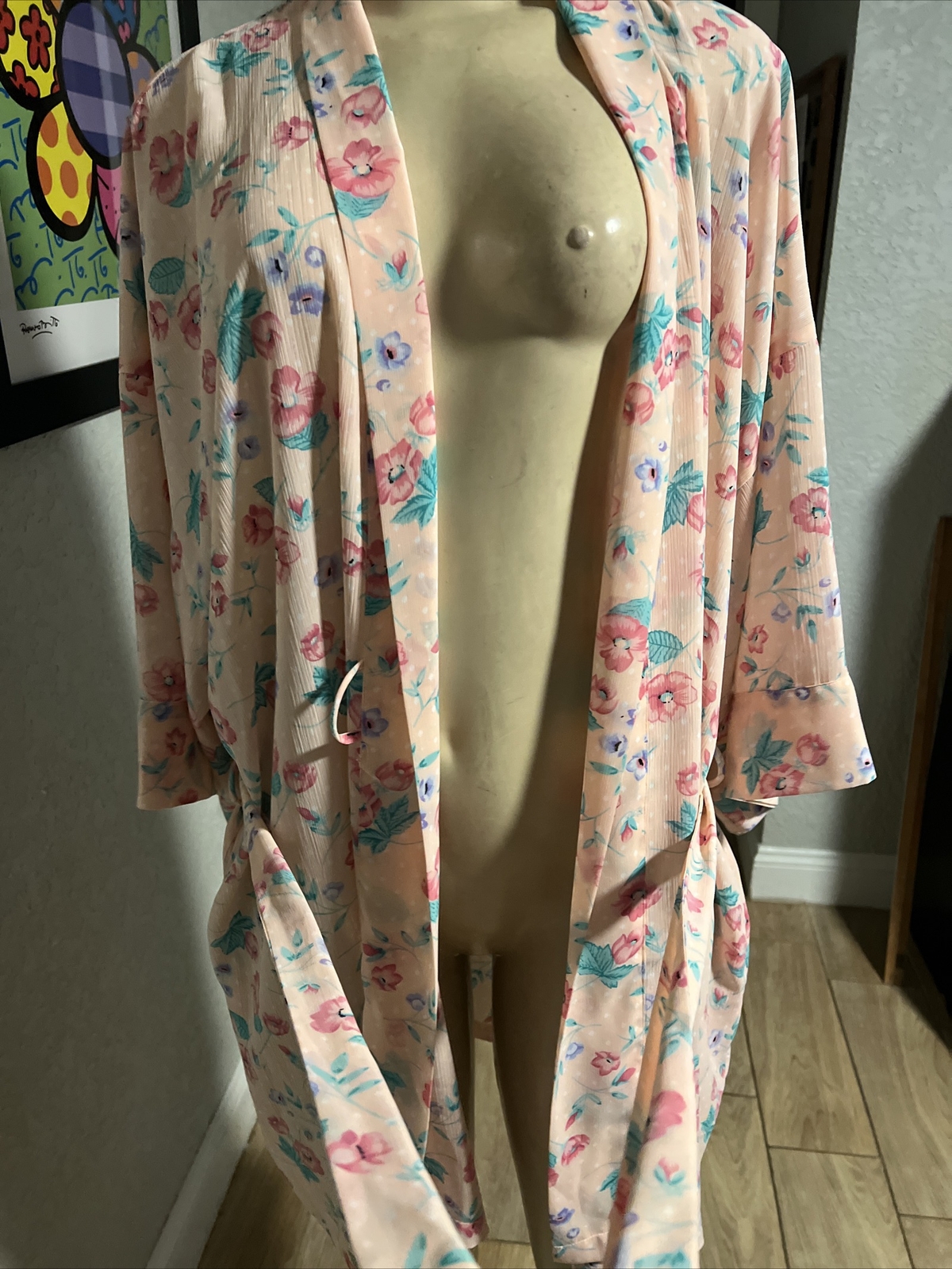 VTG Victoria’s Secret Gold Label Kimono Robe Floral MultiColor One Size br2