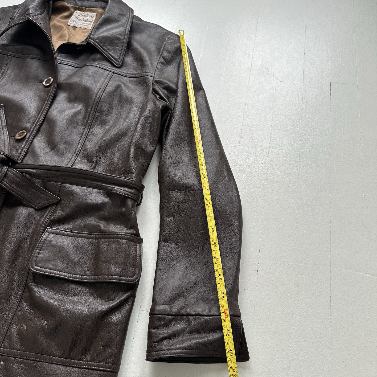Vtg Leathers by New England Sports Wear Co Leather Trench Coat Women’s L Brown