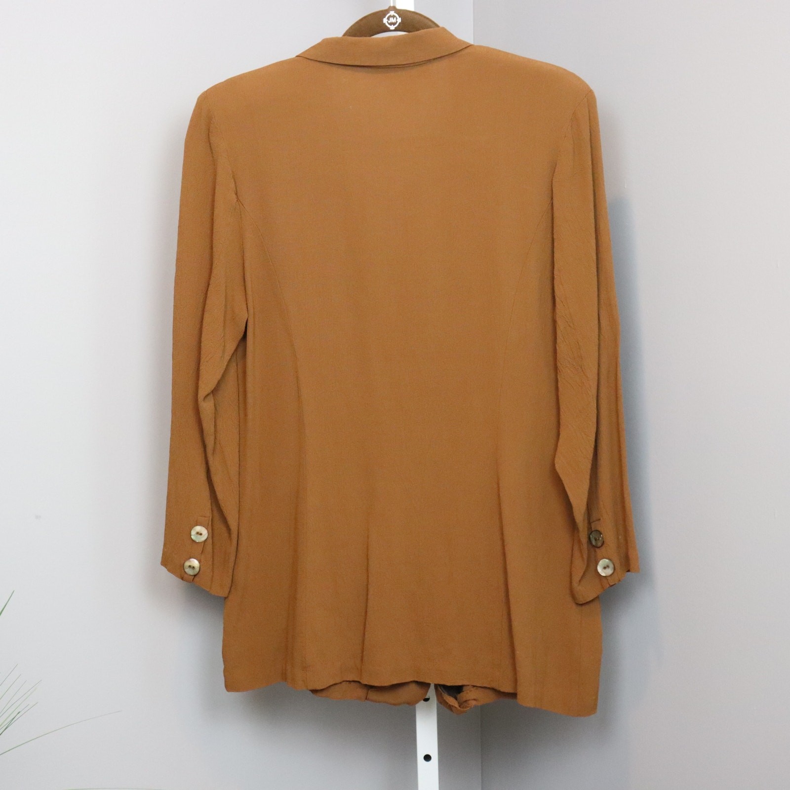 Vintage Carole Little Button Front Jacket Size 12 Rust Brown, Oversized Pockets