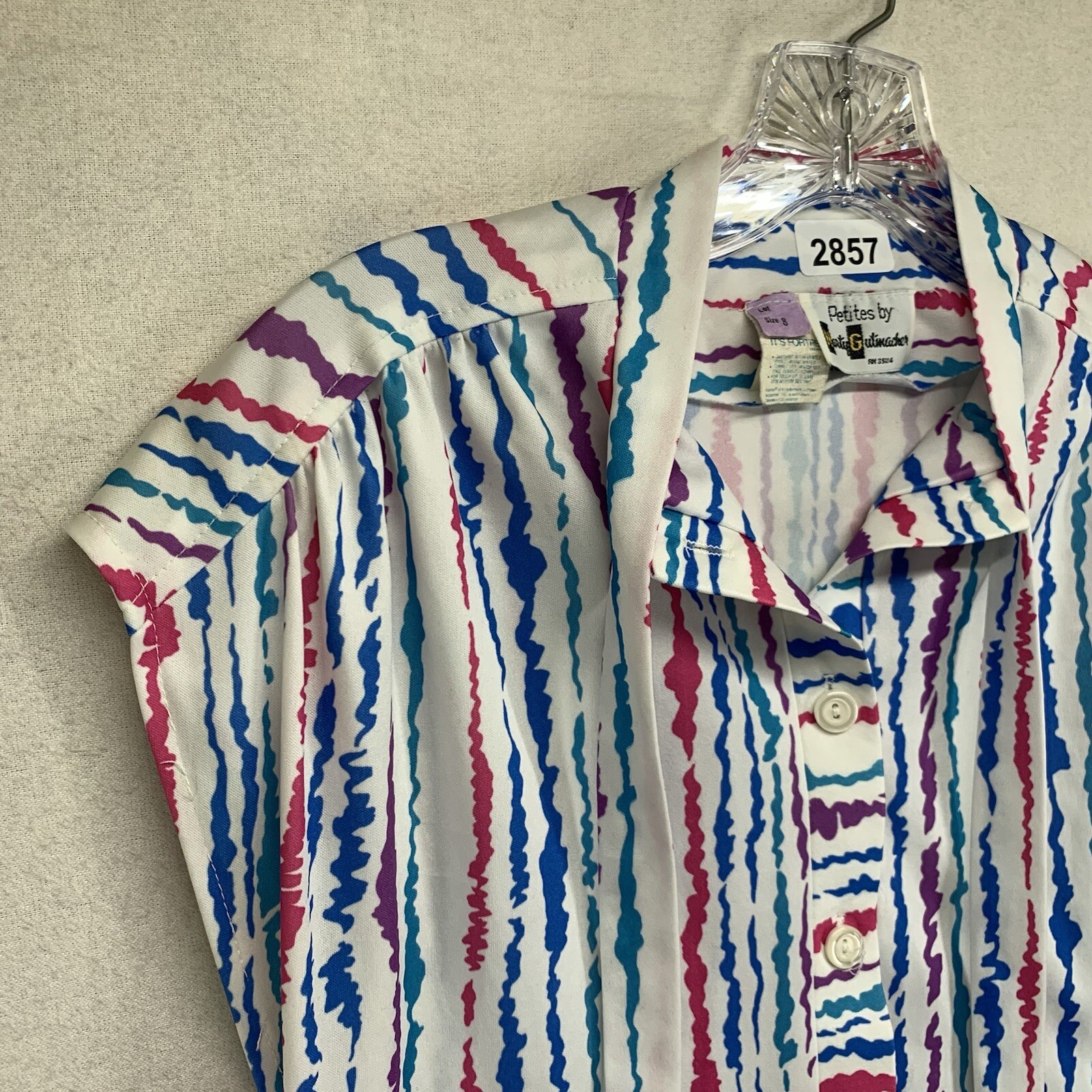 Vintage Petites By Marty Gutmacher USA Polyester Knit Colorful Shift Dress 60s