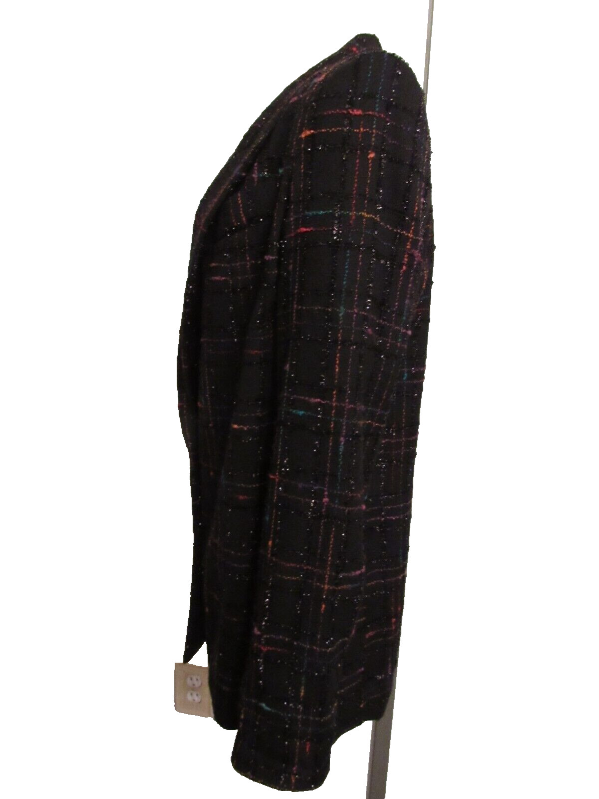 VTG 80s Criscione Cache lined blazer black multi shimmer texture plaid M