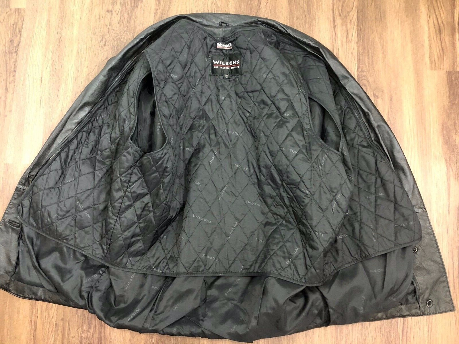 Vintage Wilson Black Leather Jacket Size M Removable Thinsulate Lining