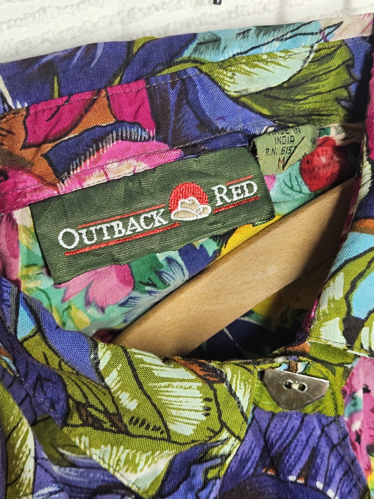 Vintage Patchwork Shirt Sheer Floral 1990s Outback Red 100% Cotton Medium India