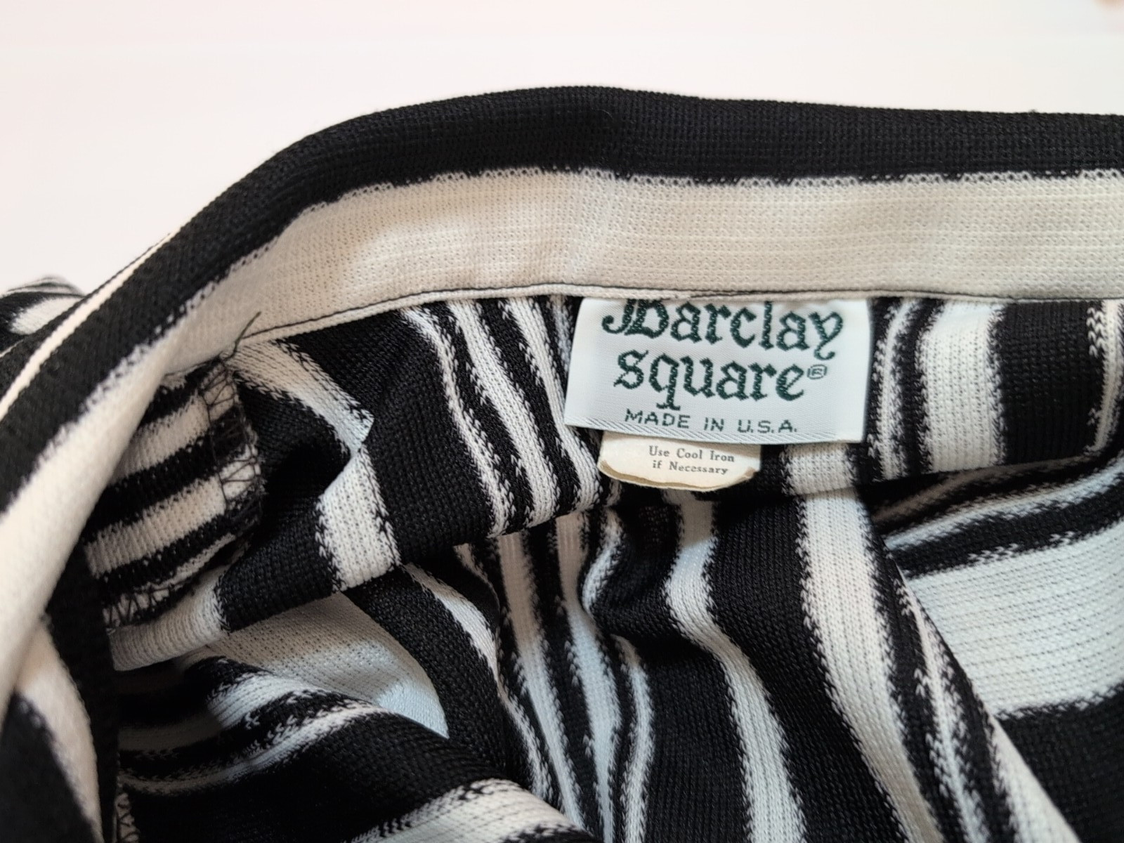 80s womens vtg 13-14 barclay square black white striped usa made jacket pockets