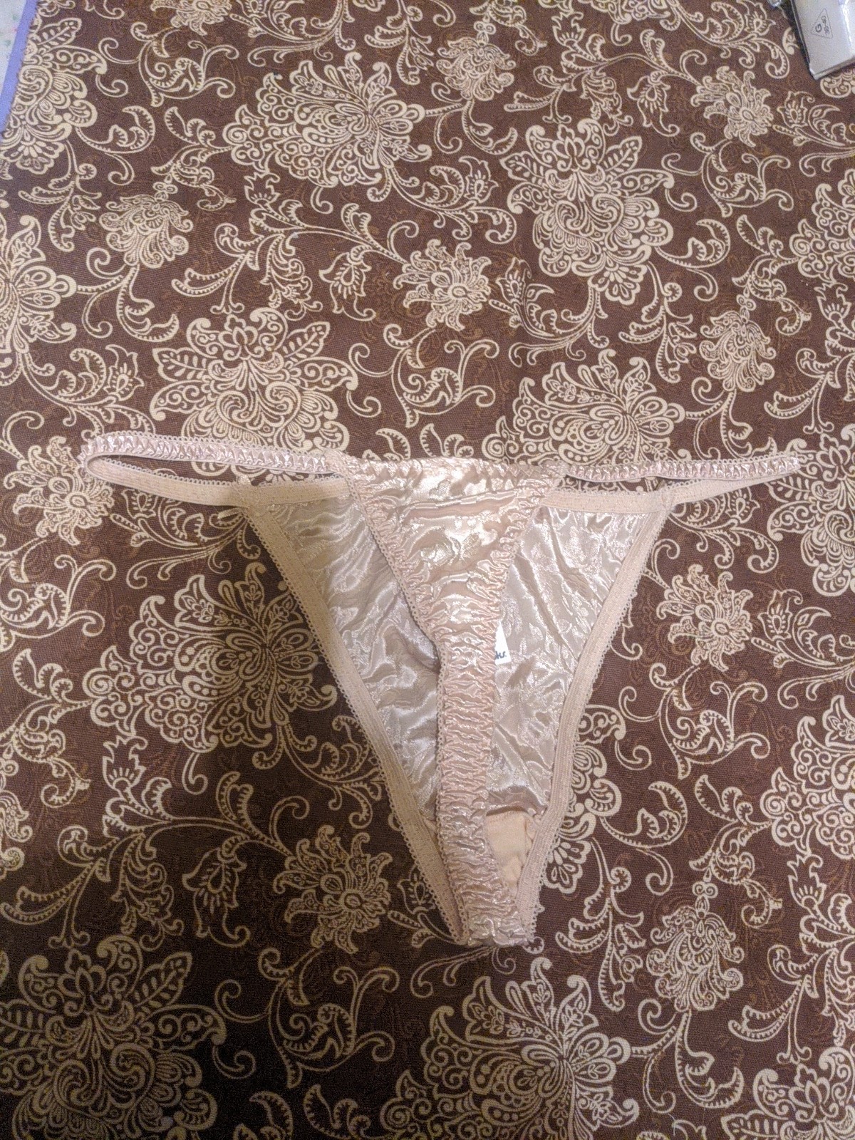 Vintage Bobbie Brooks Satin Thong String Bikini Panties Size 8/XL