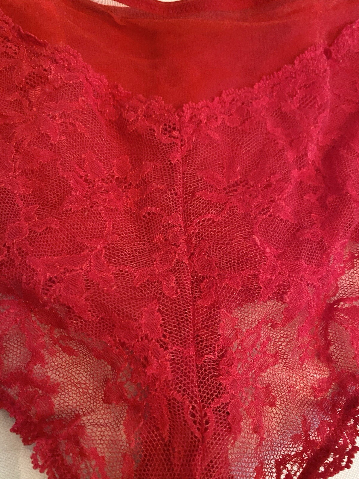 Vintage Red Lace Bra and Panty Hot Pants Shorts Lingerie Pin-Up Sexy 34DD Felina