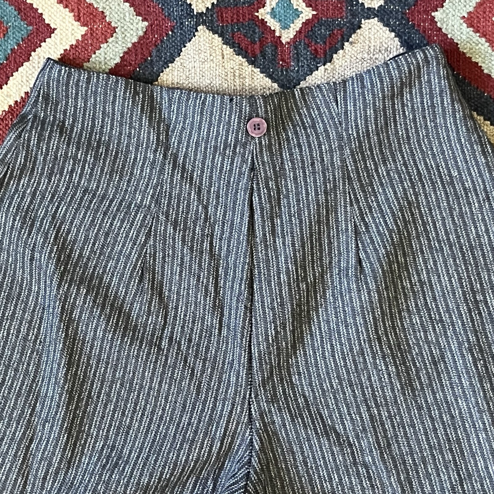 Vintage 80s Wrapper Pants Women’s 7/8 Gray Striped USA Made Trousers