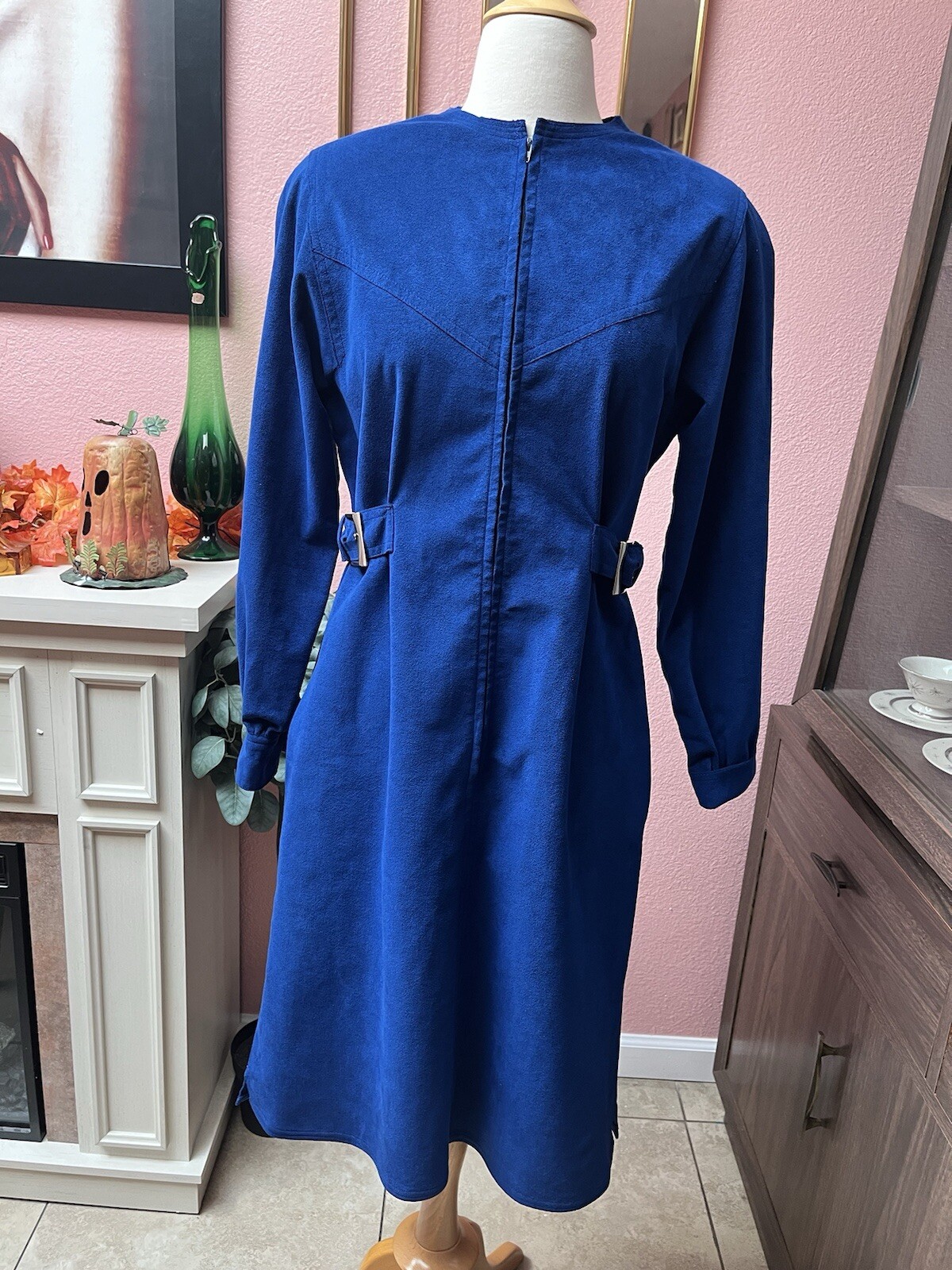 Vintage 70s/80s Blue Suede-like Dress By Samuel Robert’s | Size M/L