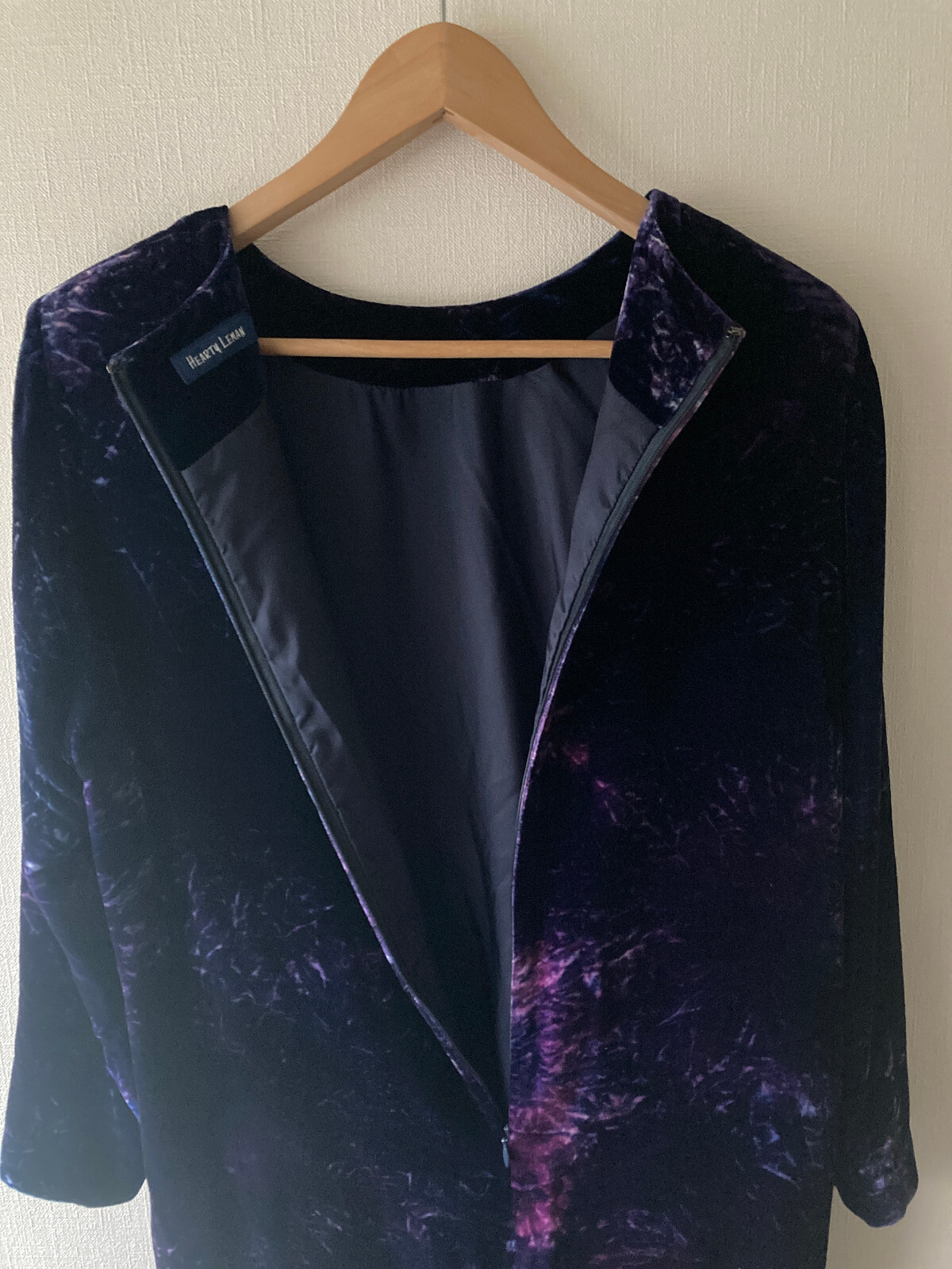 100% Silk High Grade Women’s Velvet Dress Vintage Leman Japan-made Cupra Lining