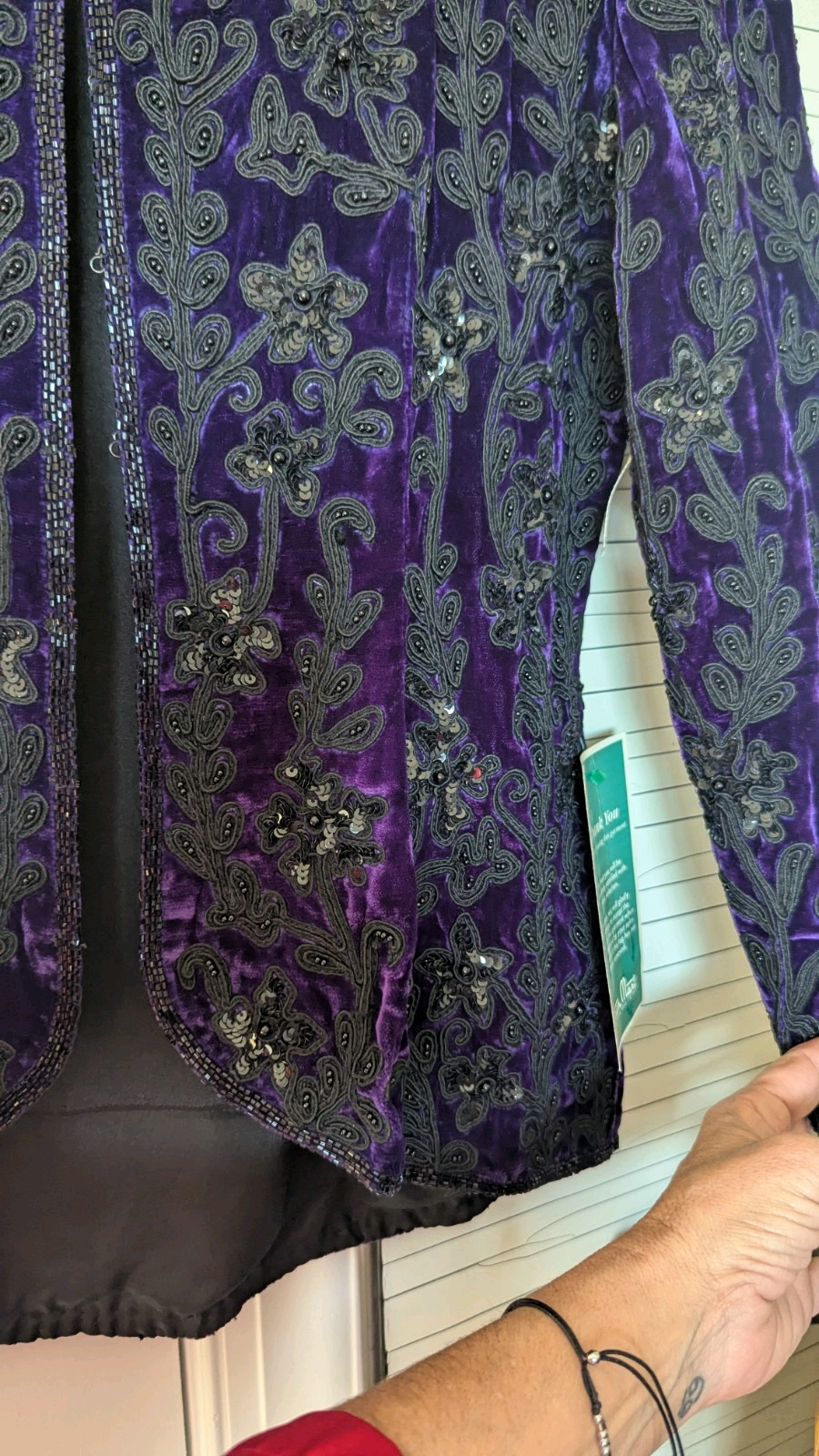 Vintage Niteline Della Roufogali Purple and Black Beaded Jacket Medium NWT