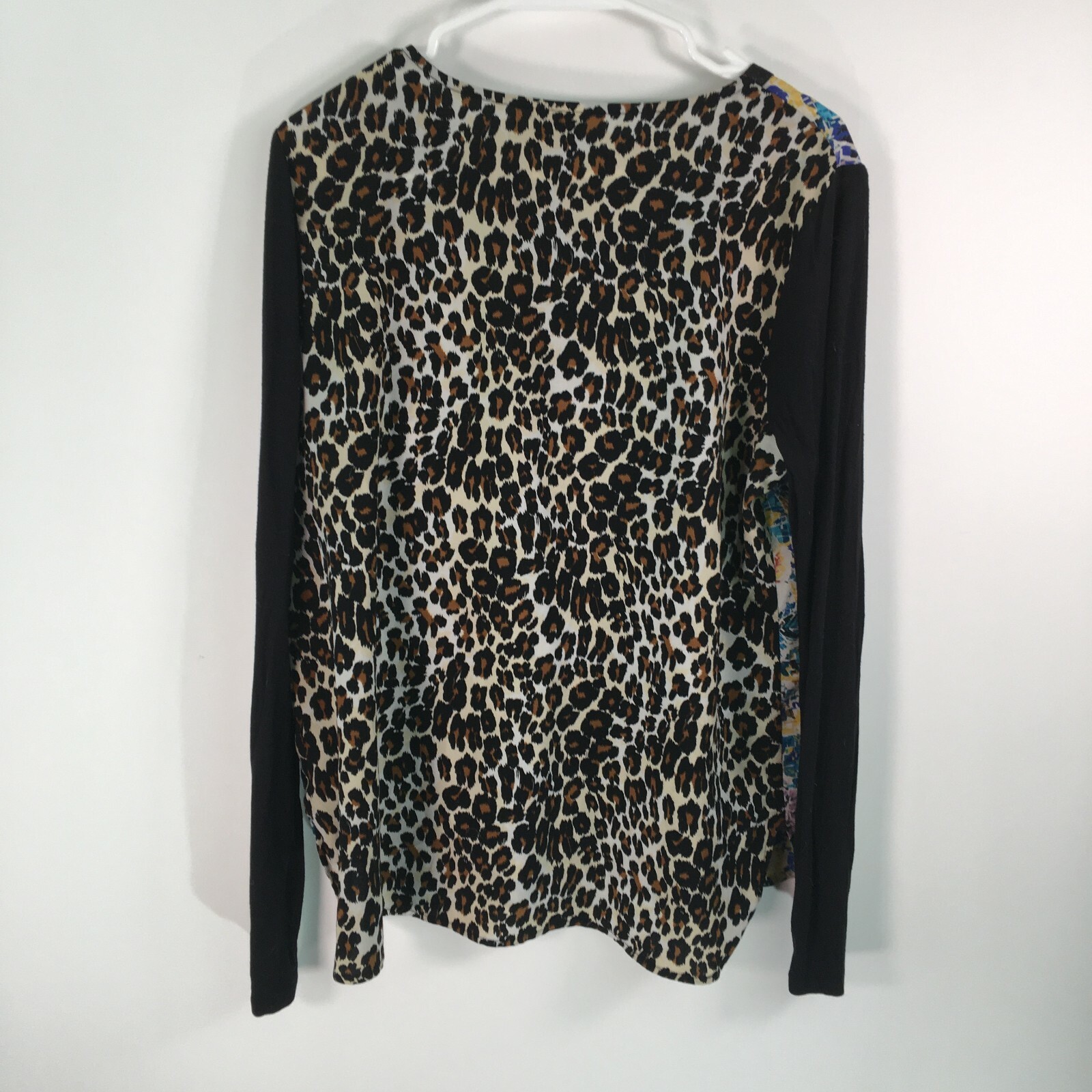 VTG Jaclyn Smith Womens Patch Work Long Sleeve Multicolor Blouse Top Size Large