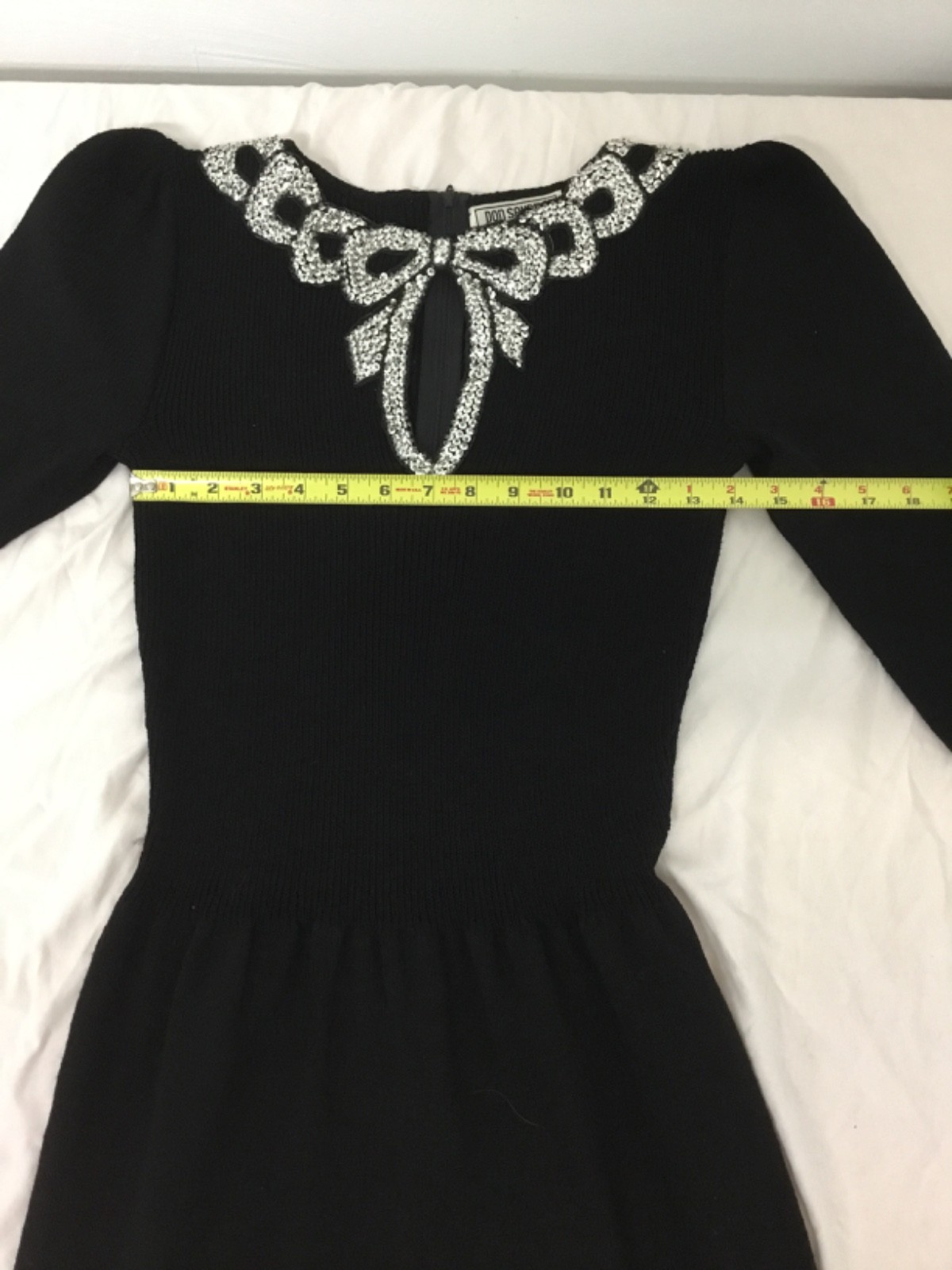 Don Sayres for Wellmore, Black Sweater Dress, Rhinestones, Sz 10, (SR549)