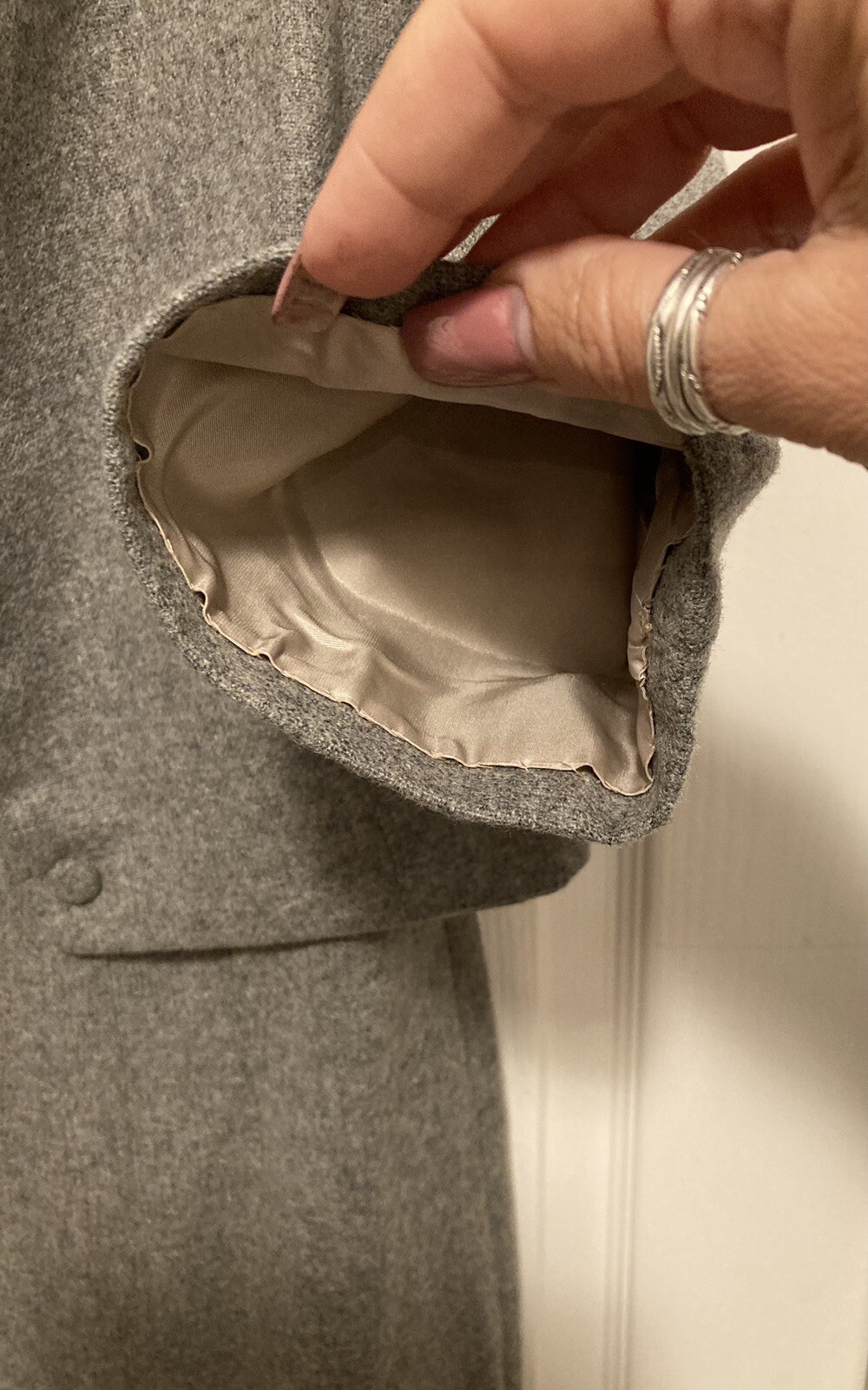 Vtg 50-60’s Gray Wool 2 Pc Dress 1/2 Sleeve Crop Jacket HandMade By Elizabeth Sm