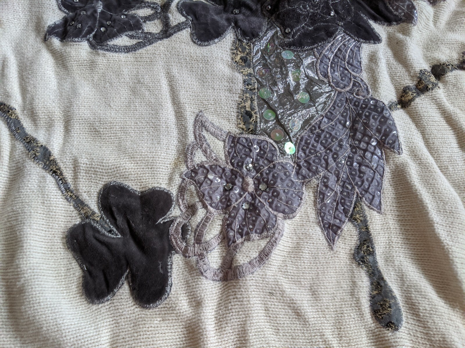 VTG Bonnie and Bill by Holly Womens Sweater Knit Shirt Floral Embroidered Medium