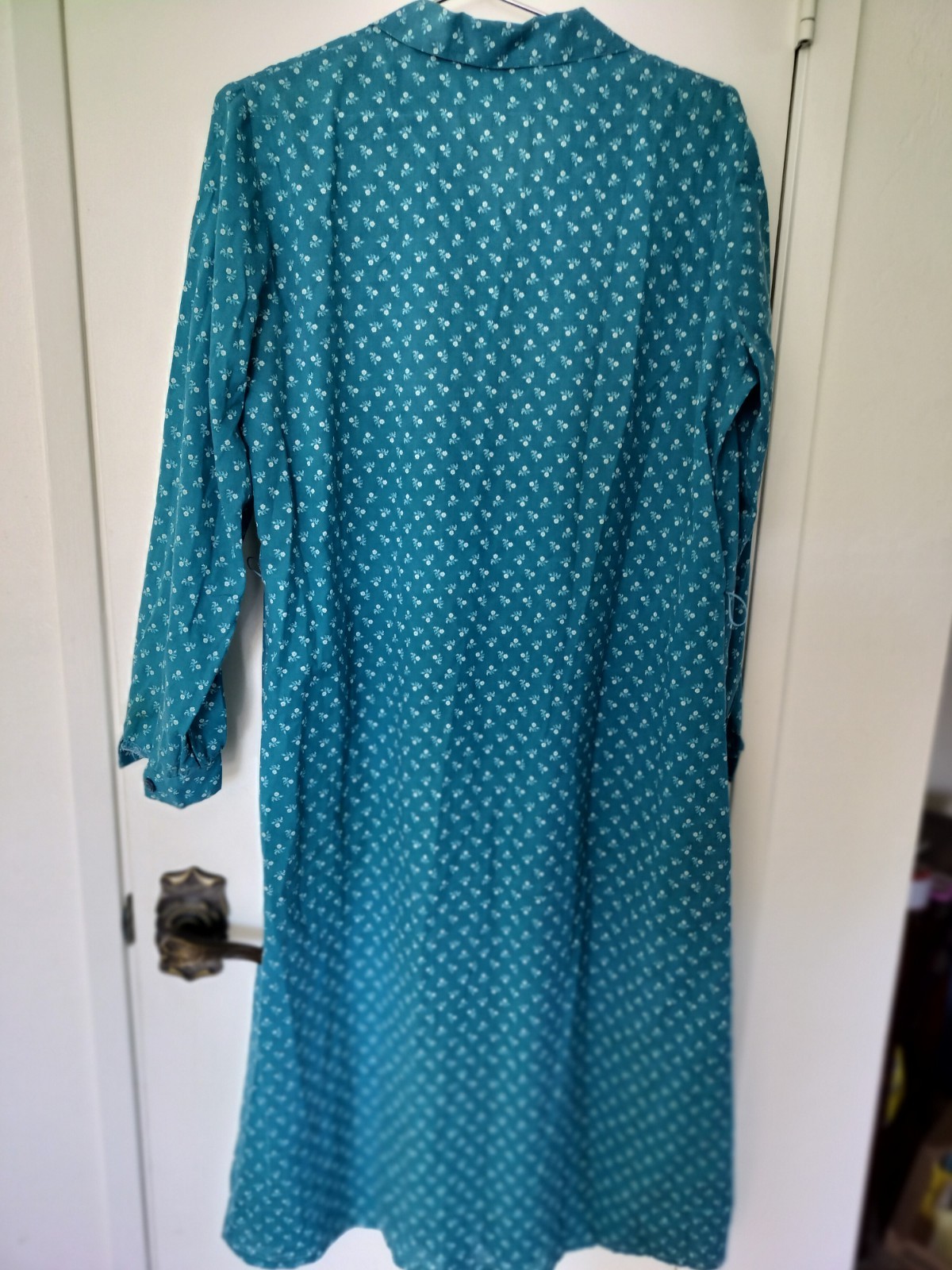 Vintage 1970s A Nancy Frock Teal Floral House Dress Lounger Plus Size 18