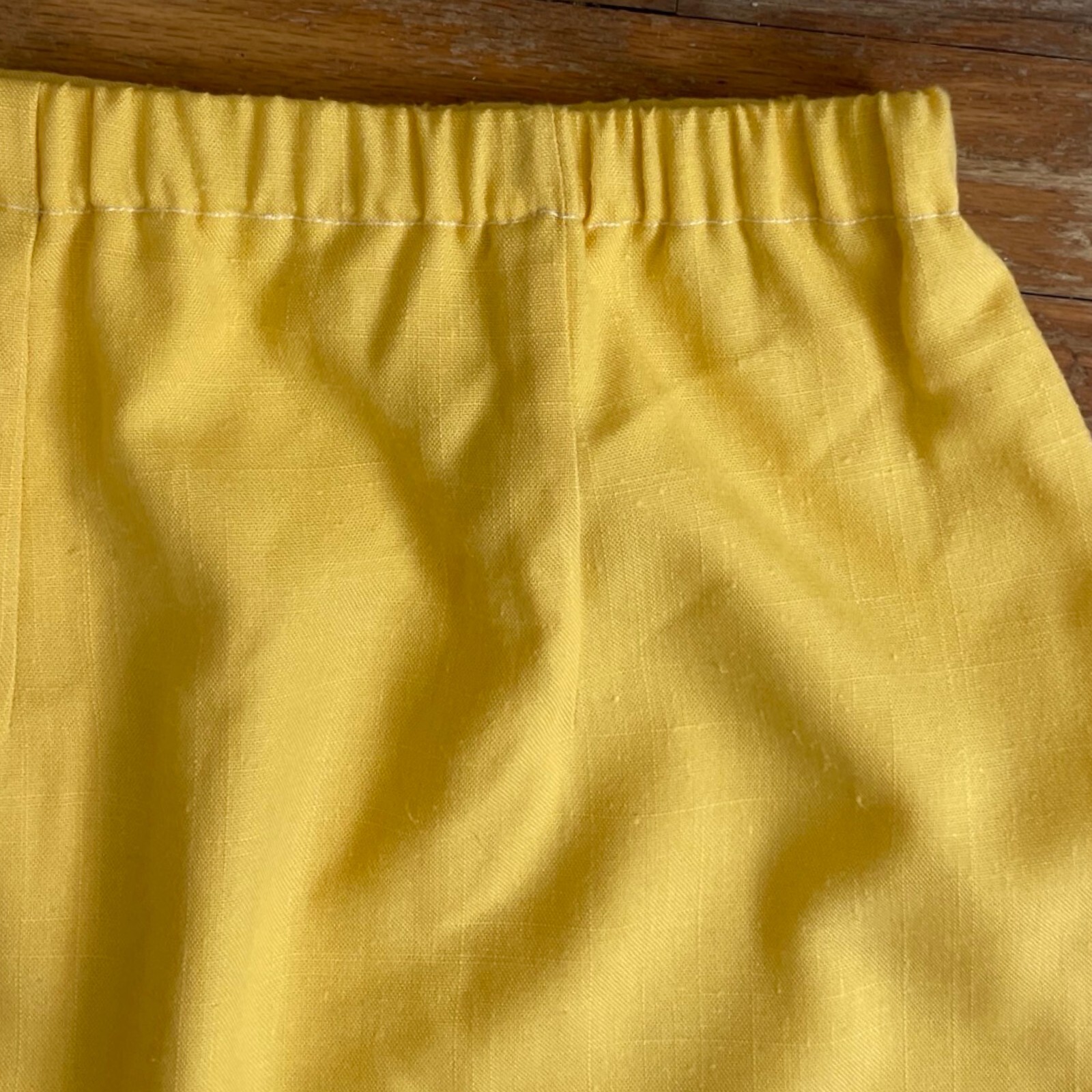 Vintage Woven Rayon Yellow Skirt Size XL/1X 33-36″ Elastic Waist 1970s Handmade